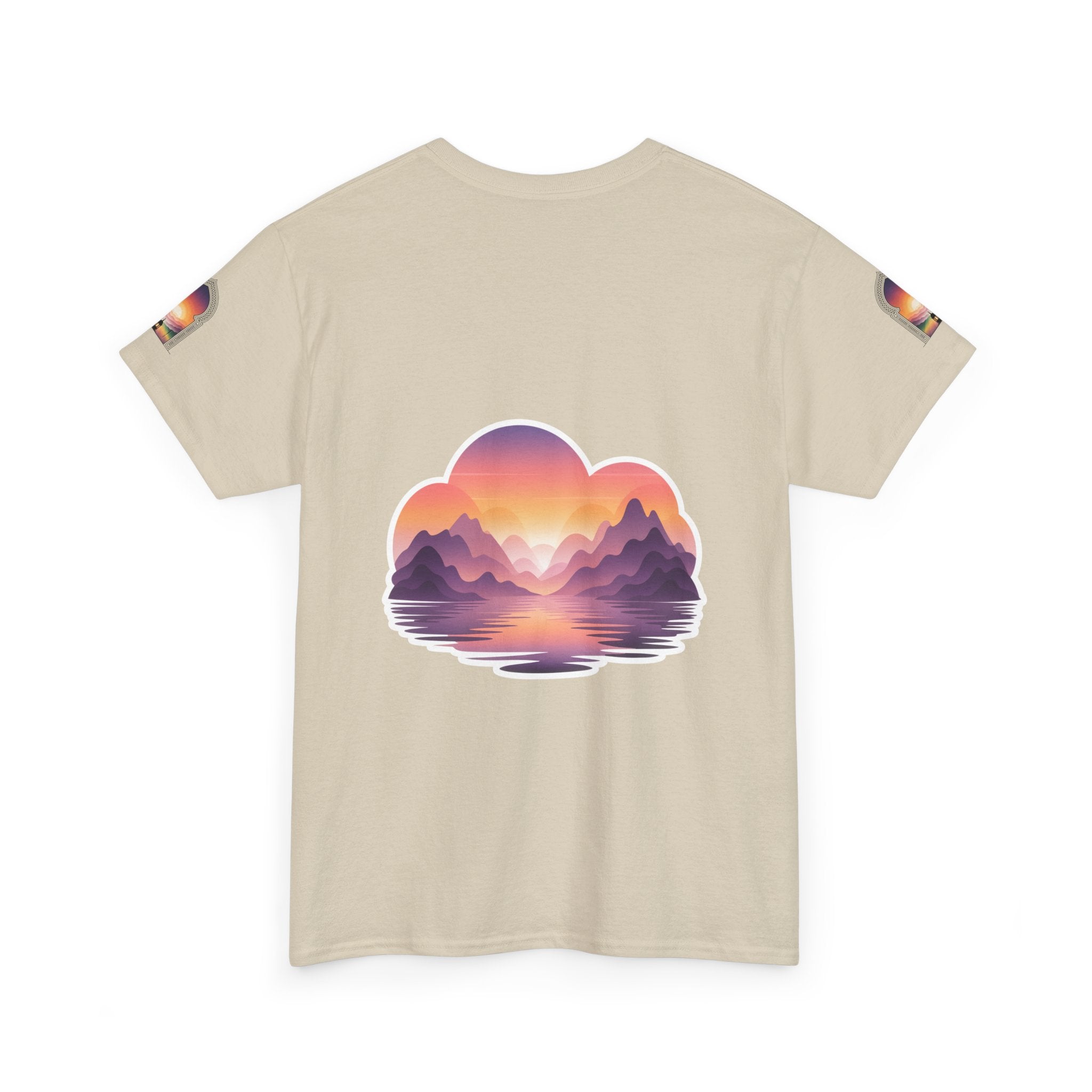 Sunset Mountain Landscape Tee - Retro Nature Graphic T-Shirt