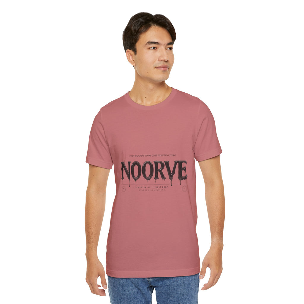 Noorve Drip Logo T-Shirt — Graphic White Tee with Gothic Dripping Text