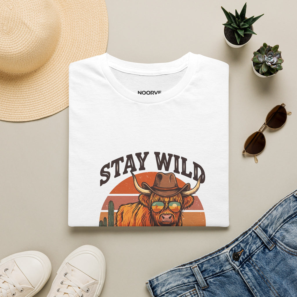 Stay Wild Longhorn T-Shirt — Retro Western Cow Skull Graphic Tee | Noorve | T-Shirt