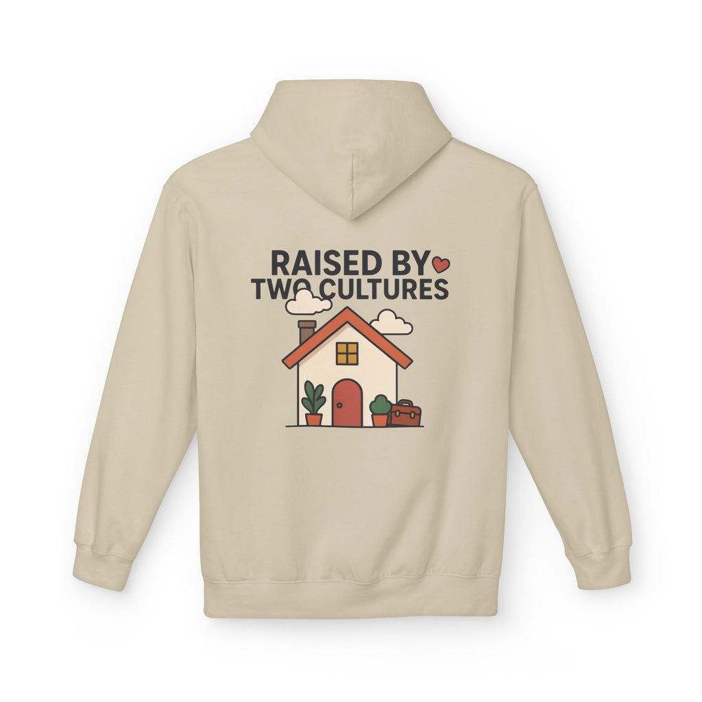 Raised by Two Cultures Hoodie — Multicultural Home Graphic Pullover