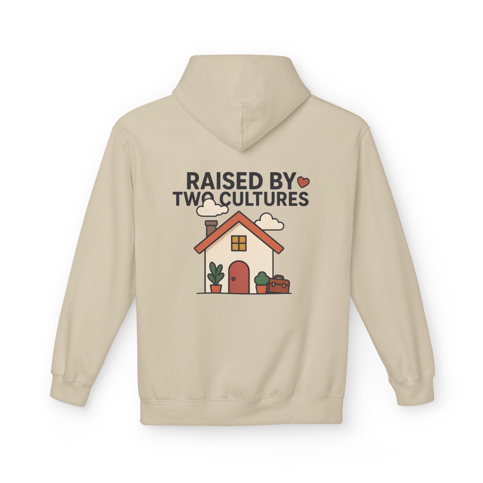Raised by Two Cultures Hoodie — Multicultural Home Graphic Pullover