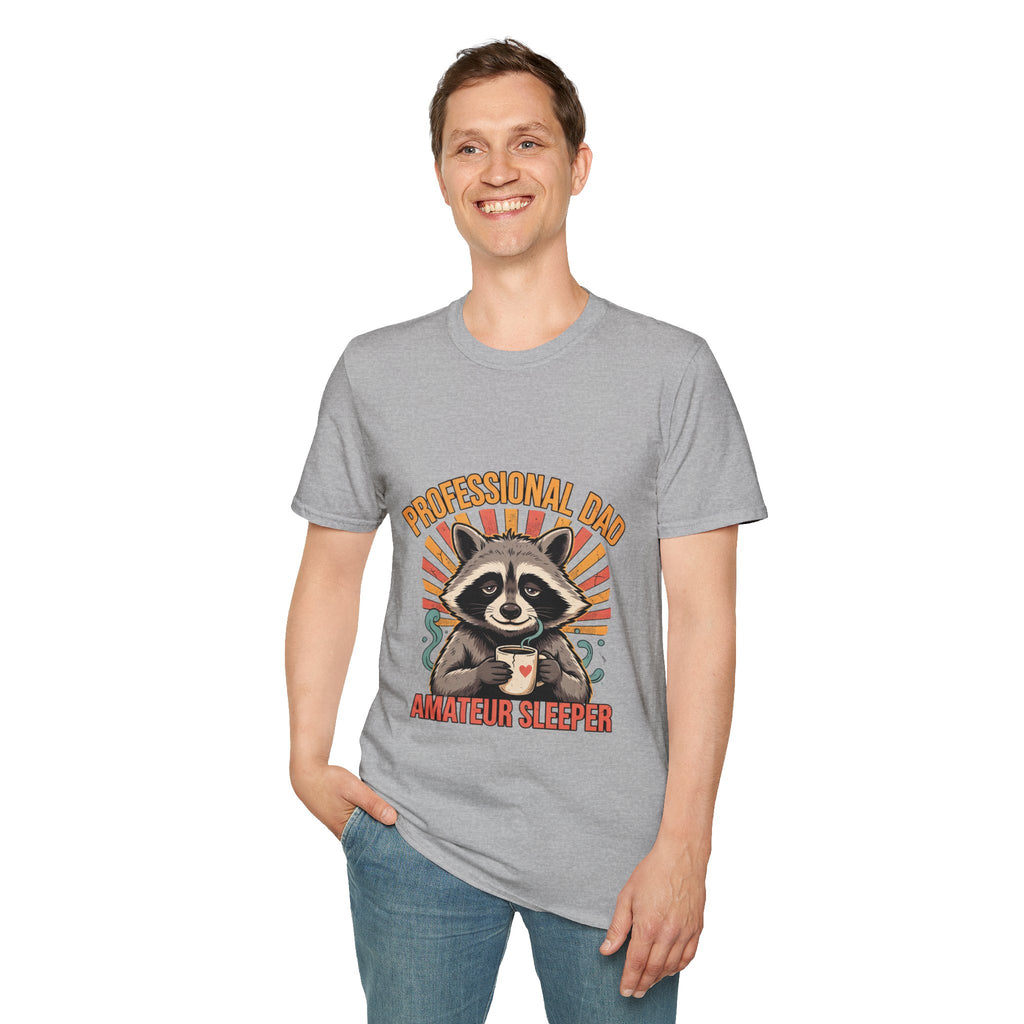 Dad T-Shirt – “Professional Dad, Amateur Sleeper” Cute Raccoon Father’s Day Tee