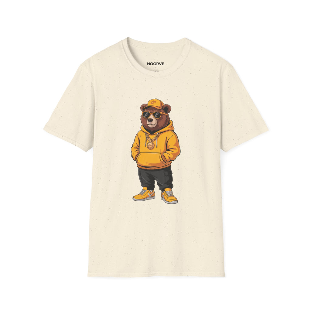 Bear Graphic T-Shirt — Cool Hip-Hop Bear in Yellow Hoodie | Noorve | T-Shirt
