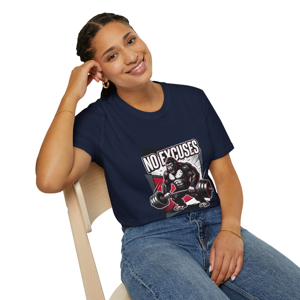 No Excuses T-Shirt — Motivational Gym Gorilla Fitness Tee