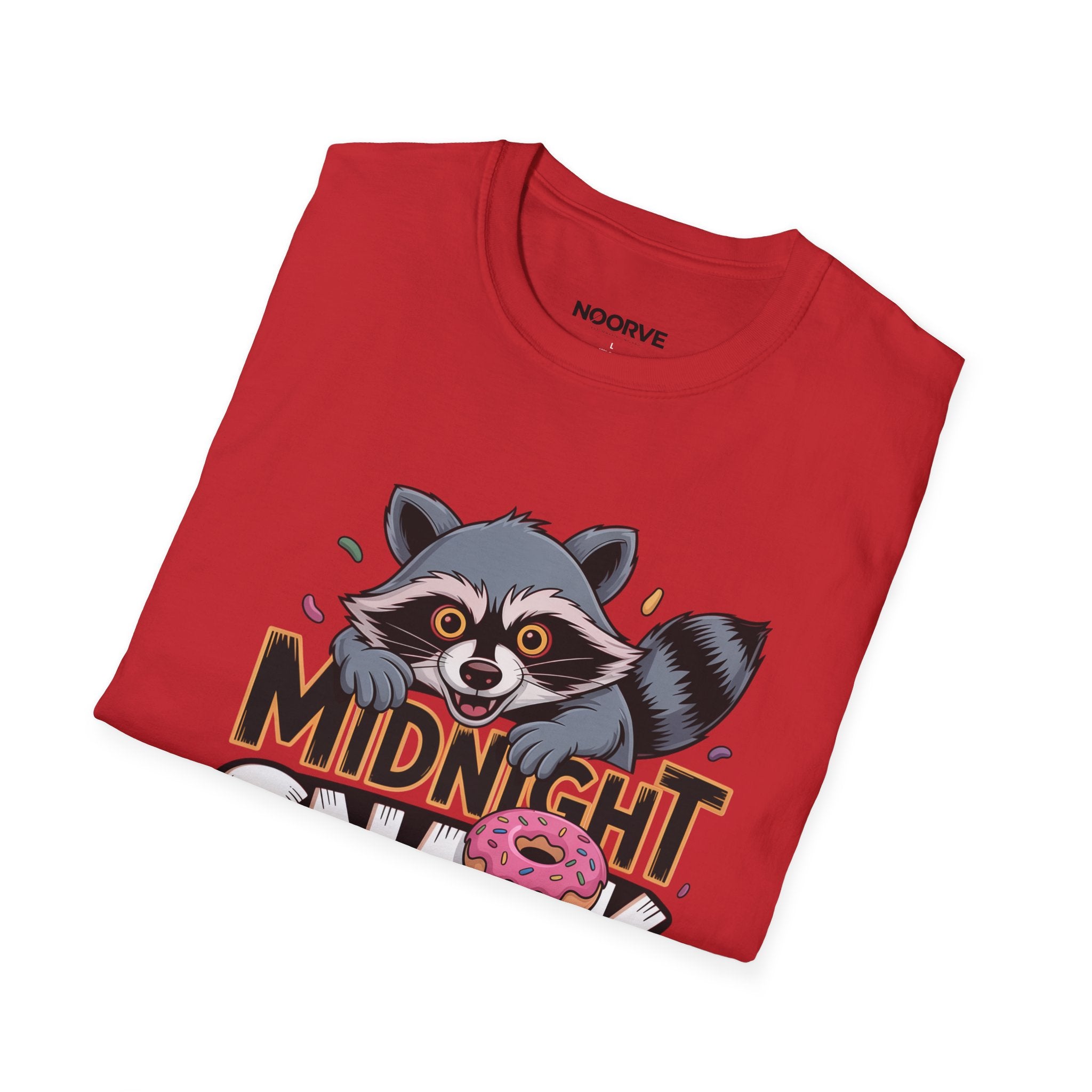 Midnight Snack Crew T-Shirt — Cute Raccoon Donut Tee