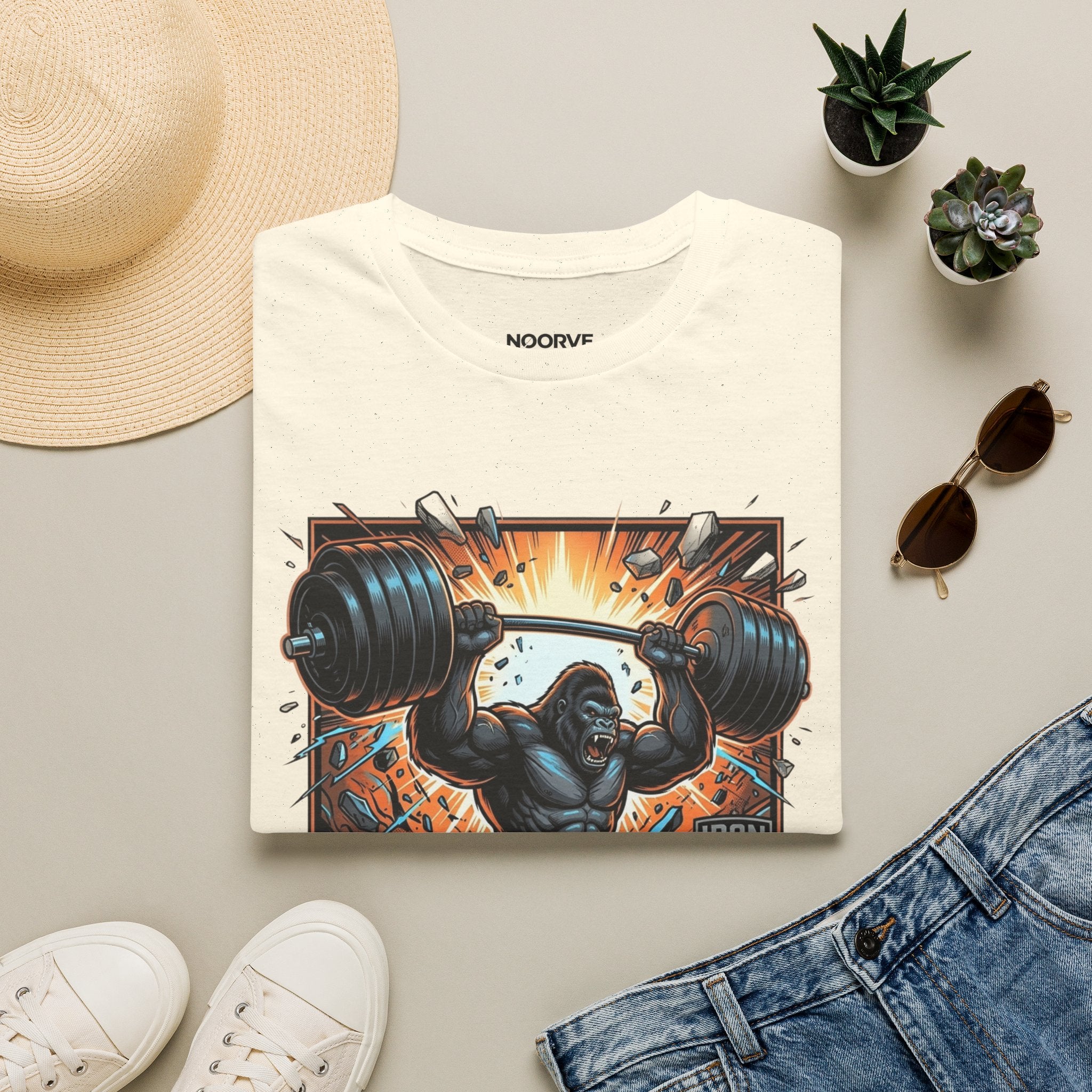 Motivational Weightlifting T-Shirt — 'No Excuses' Gorilla Gym Tee | Noorve | T-Shirt