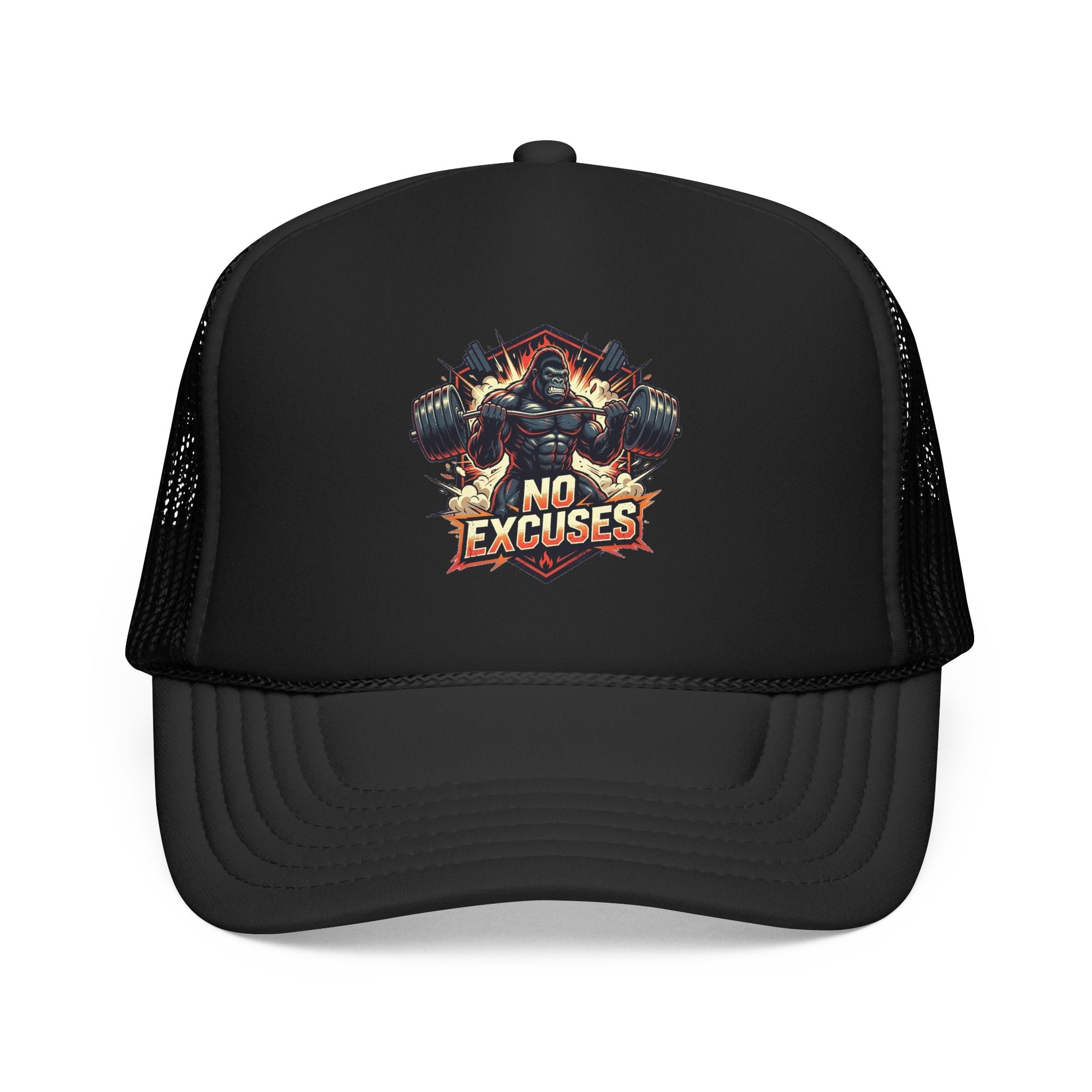 Trucker Hat — 'No Excuses' Gym Skull Design | Noorve | Hats