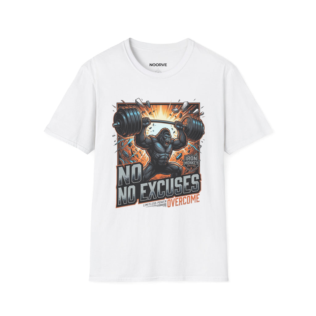 Motivational Weightlifting T-Shirt — 'No Excuses' Gorilla Gym Tee