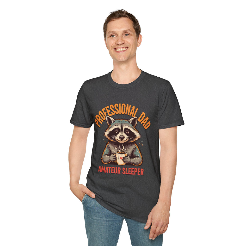 Dad T-Shirt — “Professional Dad, Amateur Sleeper” Raccoon Graphic Tee