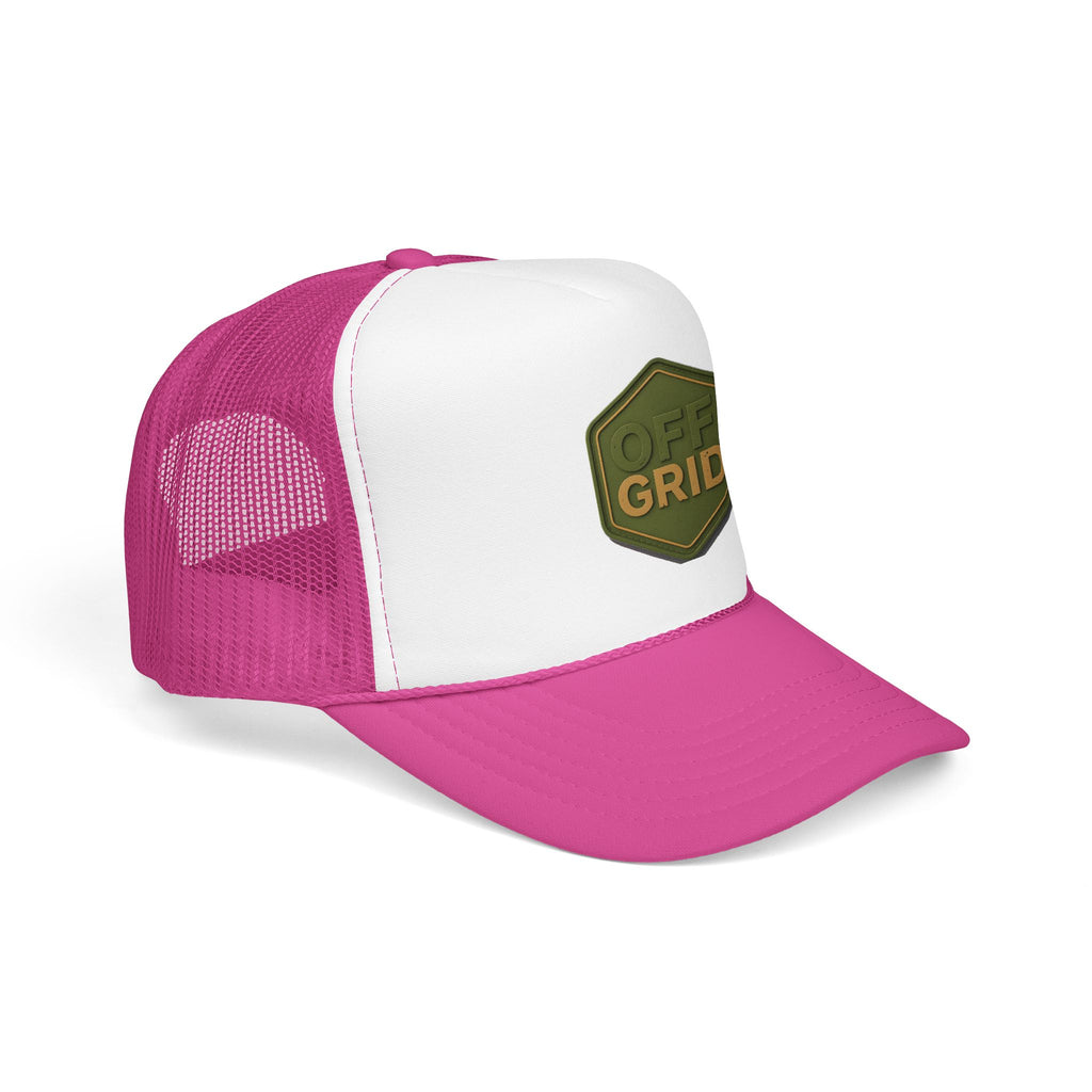 Off Grid Patch Trucker Hat — Military Green Adventure Cap