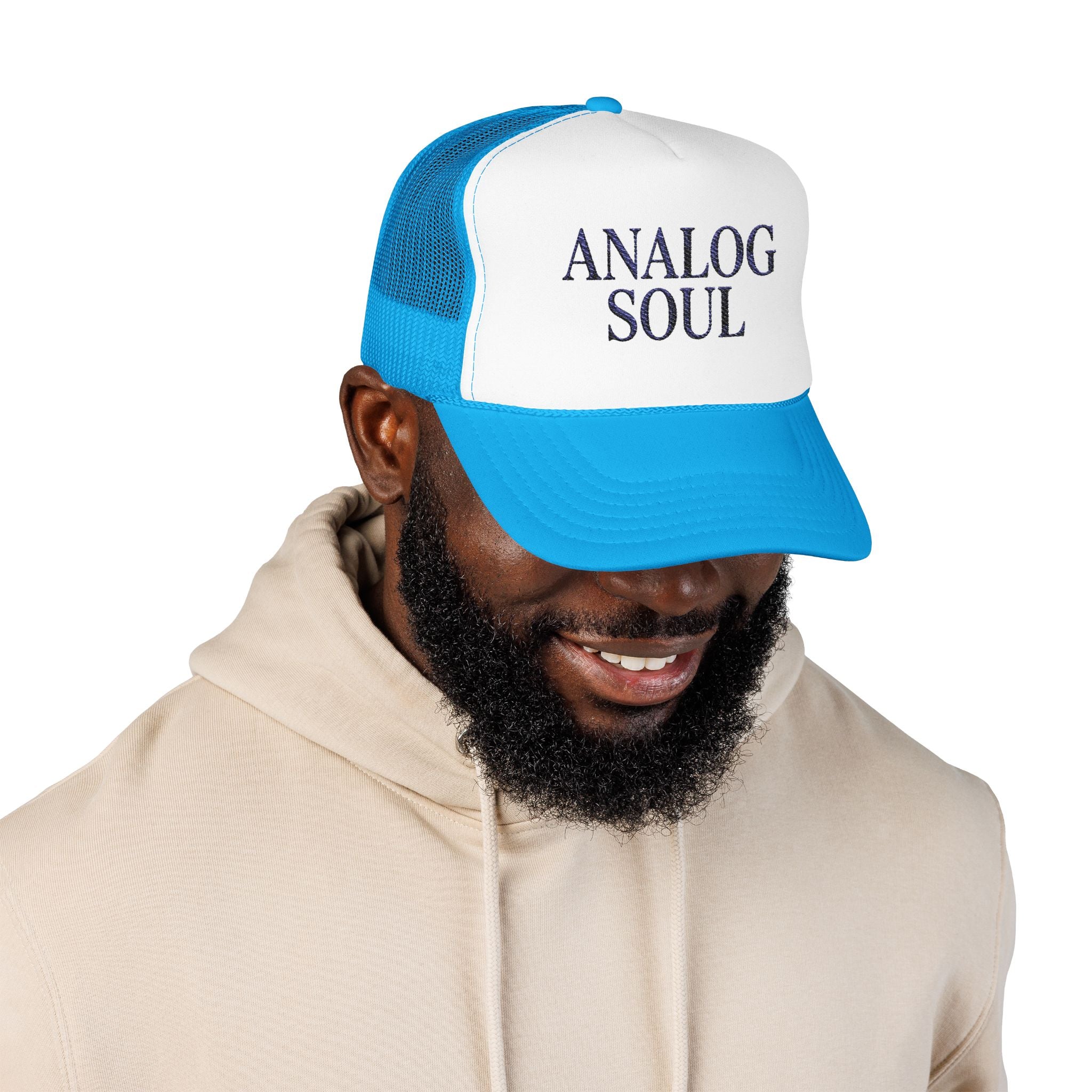 Analog Soul Trucker Hat — Retro Music-Inspired Foam Mesh Cap
