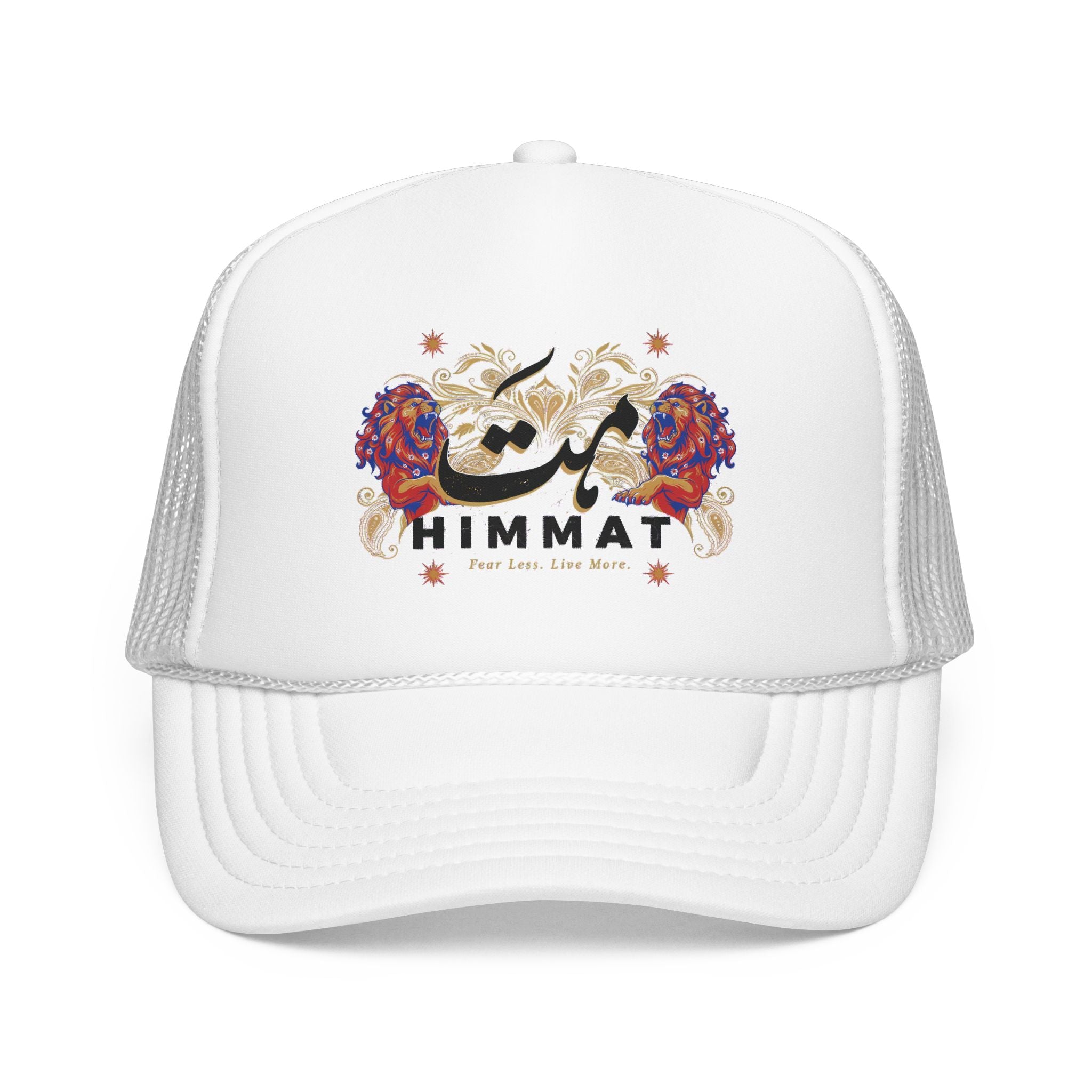 Trucker Hat — Vintage Floral Rose Skull Design (Live Loud, Live More)