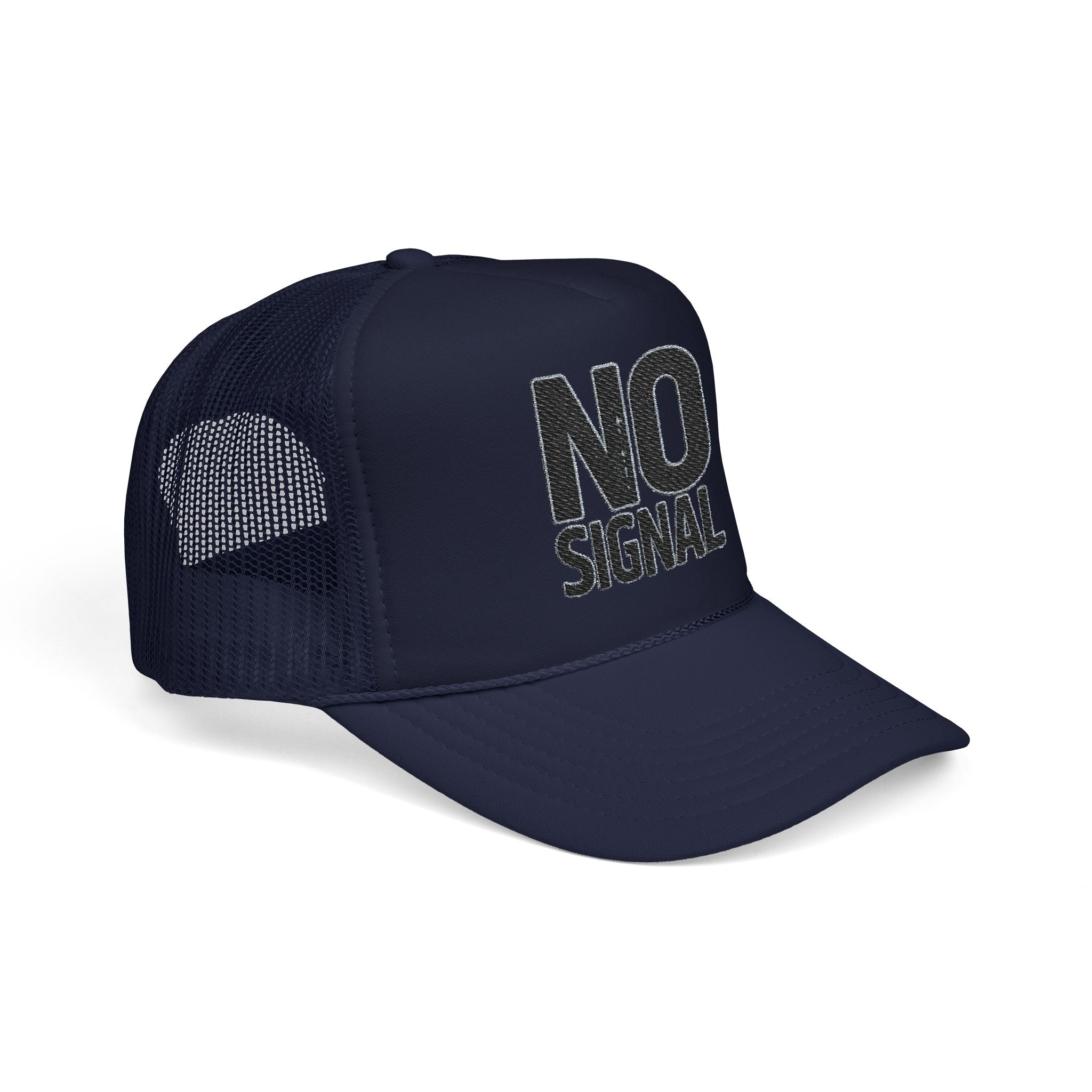 Trucker Hat — "NO SIGNAL" Distressed Foam Mesh Cap