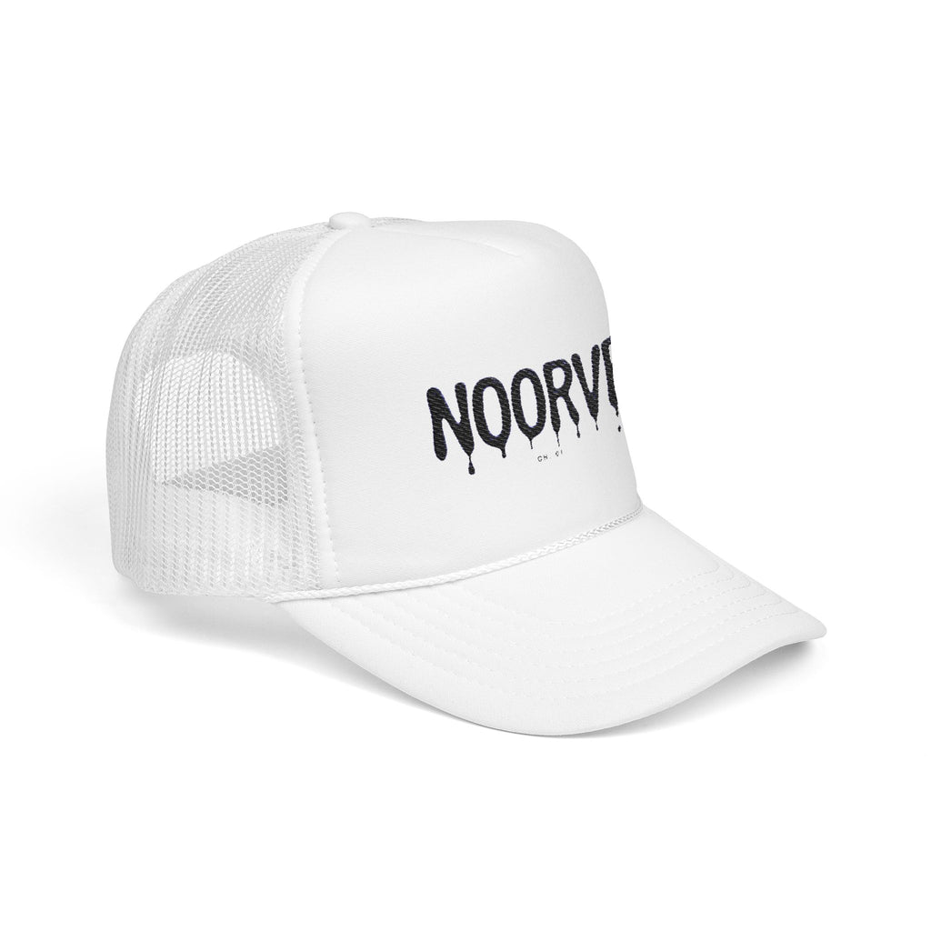 Drip Logo Trucker Hat — Noorvé Glimmer Foam Cap