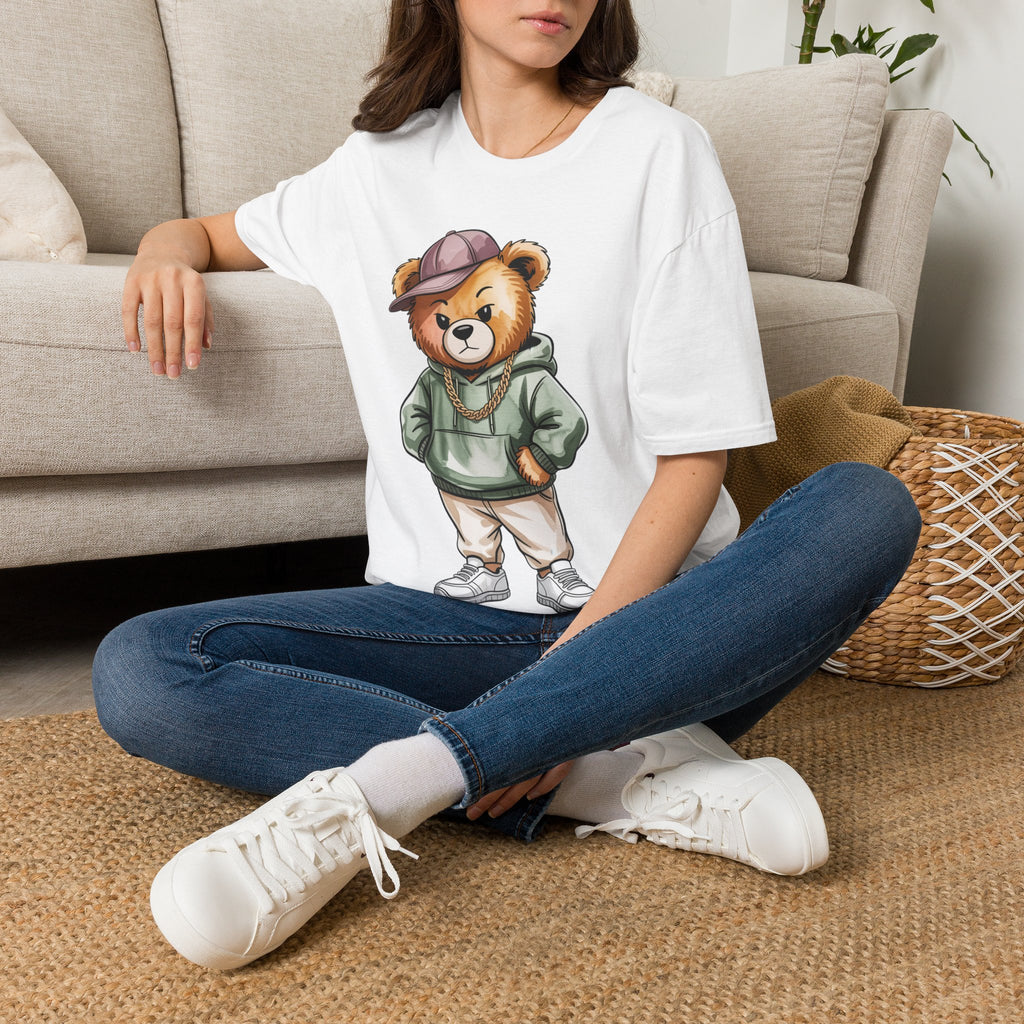 Casual Bear Graphic T-Shirt — Cool Teddy in Hoodie & Cap