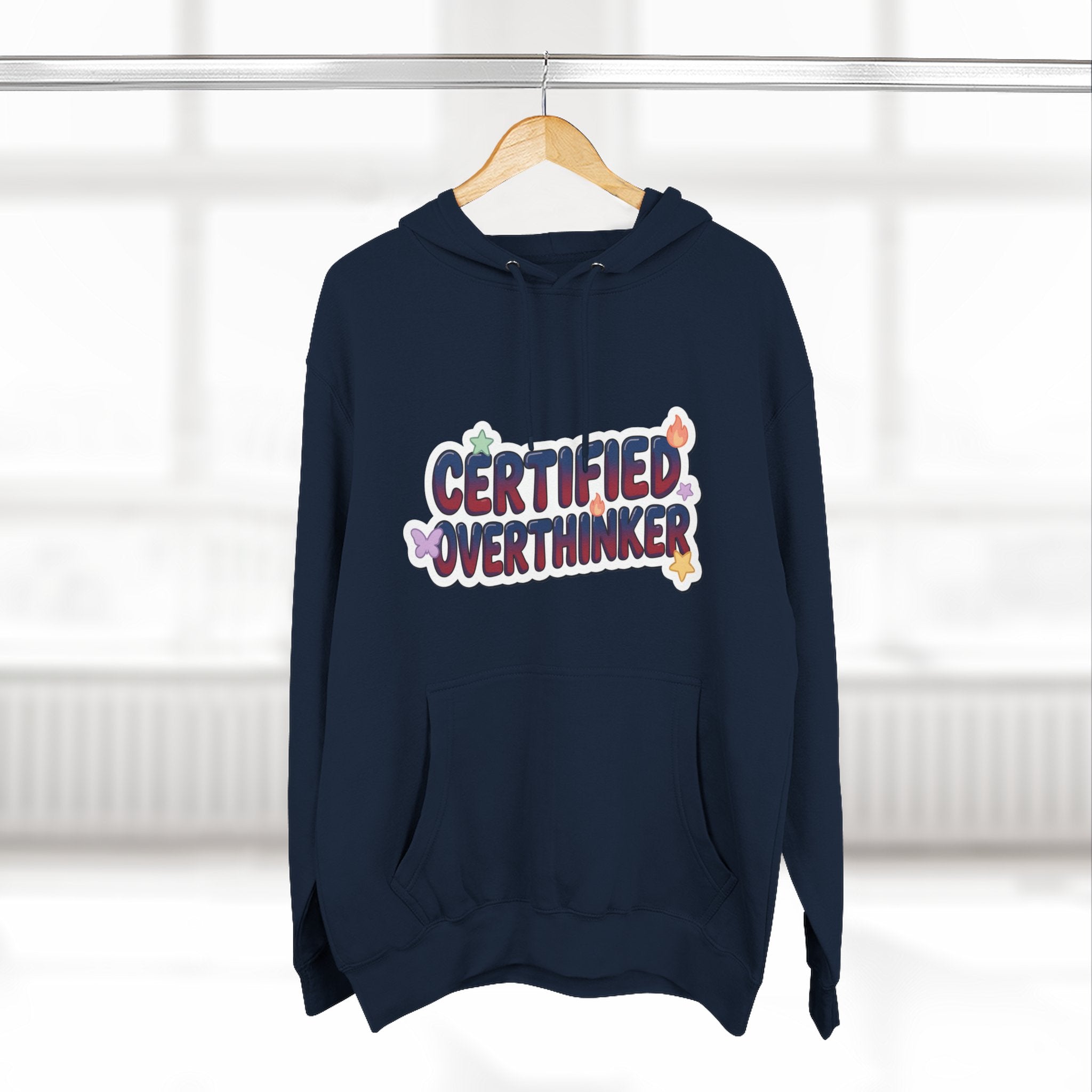 Hoodie — 'Certified Overthinker' & 'Anti Surfing Sun Club' Graphic Pullover