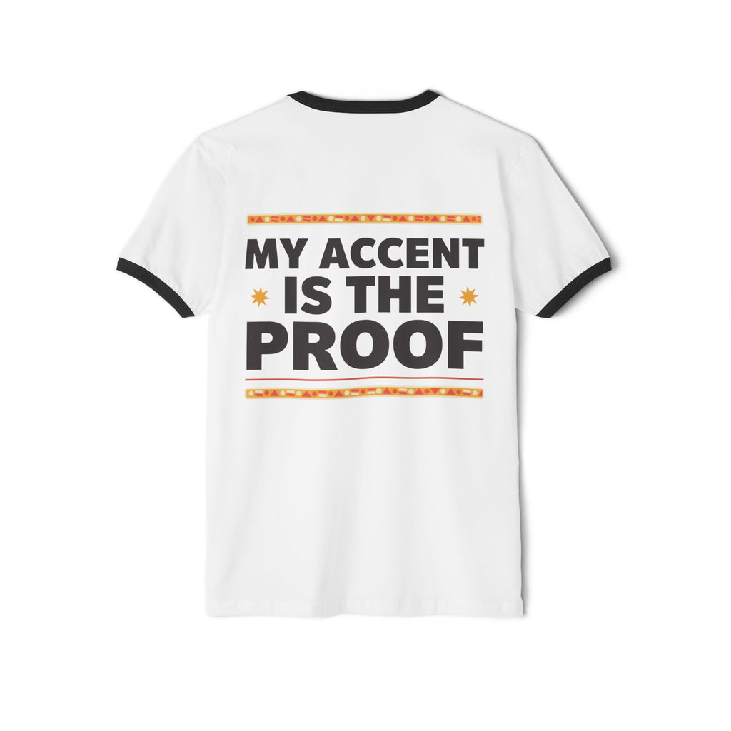 Ringer T-Shirt — 'My Accent Is The Proof' Sunset Mountain Graphic | Noorve | T-Shirt