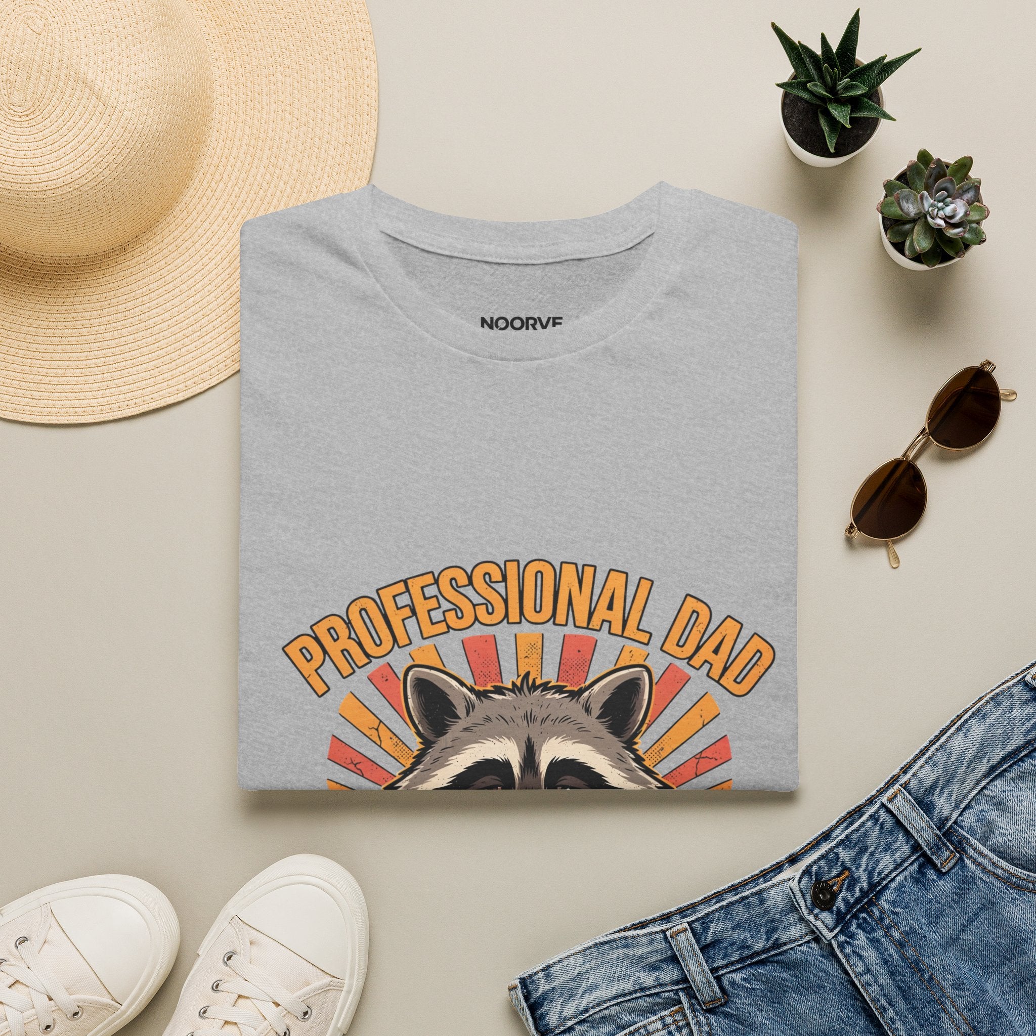 Dad T-Shirt – Professional Dad, Amateur Sleeper Cute Raccoon Father's Day Tee | Noorve | T-Shirt