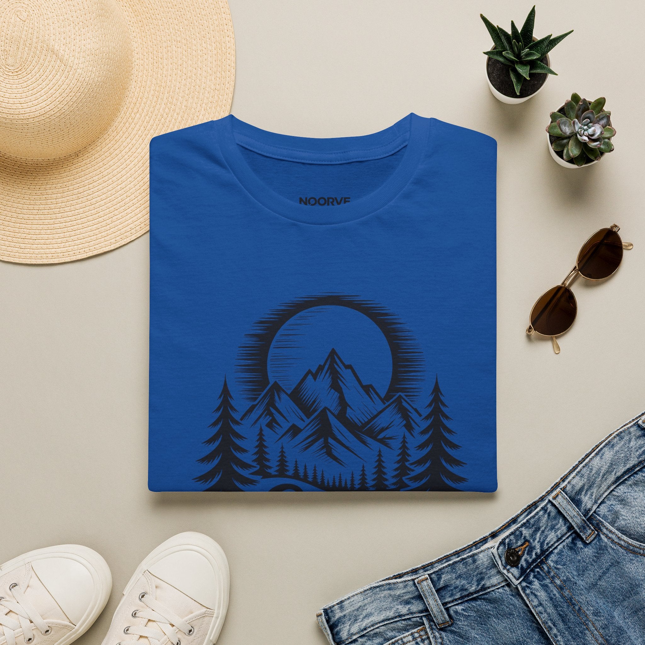 Stay Wild Mountain T‑Shirt — Adventure Graphic Tee with Mountains & Pine Trees