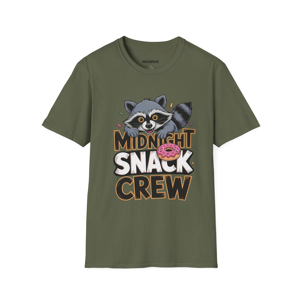 Midnight Snack Crew T-Shirt — Cute Raccoon Donut Tee