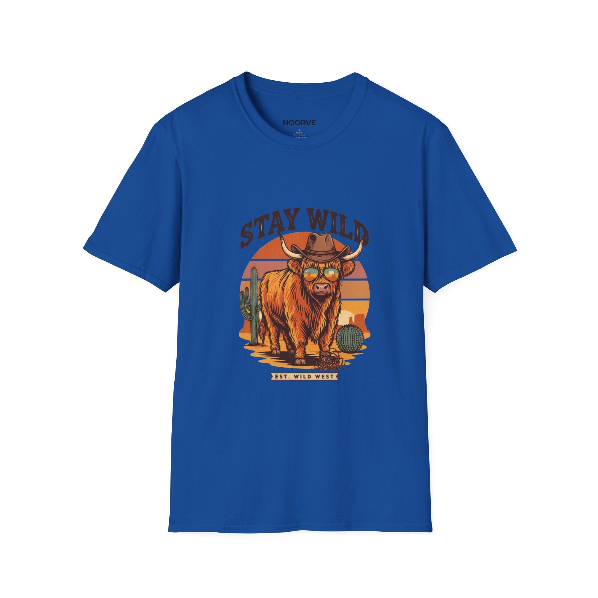 Stay Wild Longhorn T-Shirt — Retro Western Cow Skull Graphic Tee
