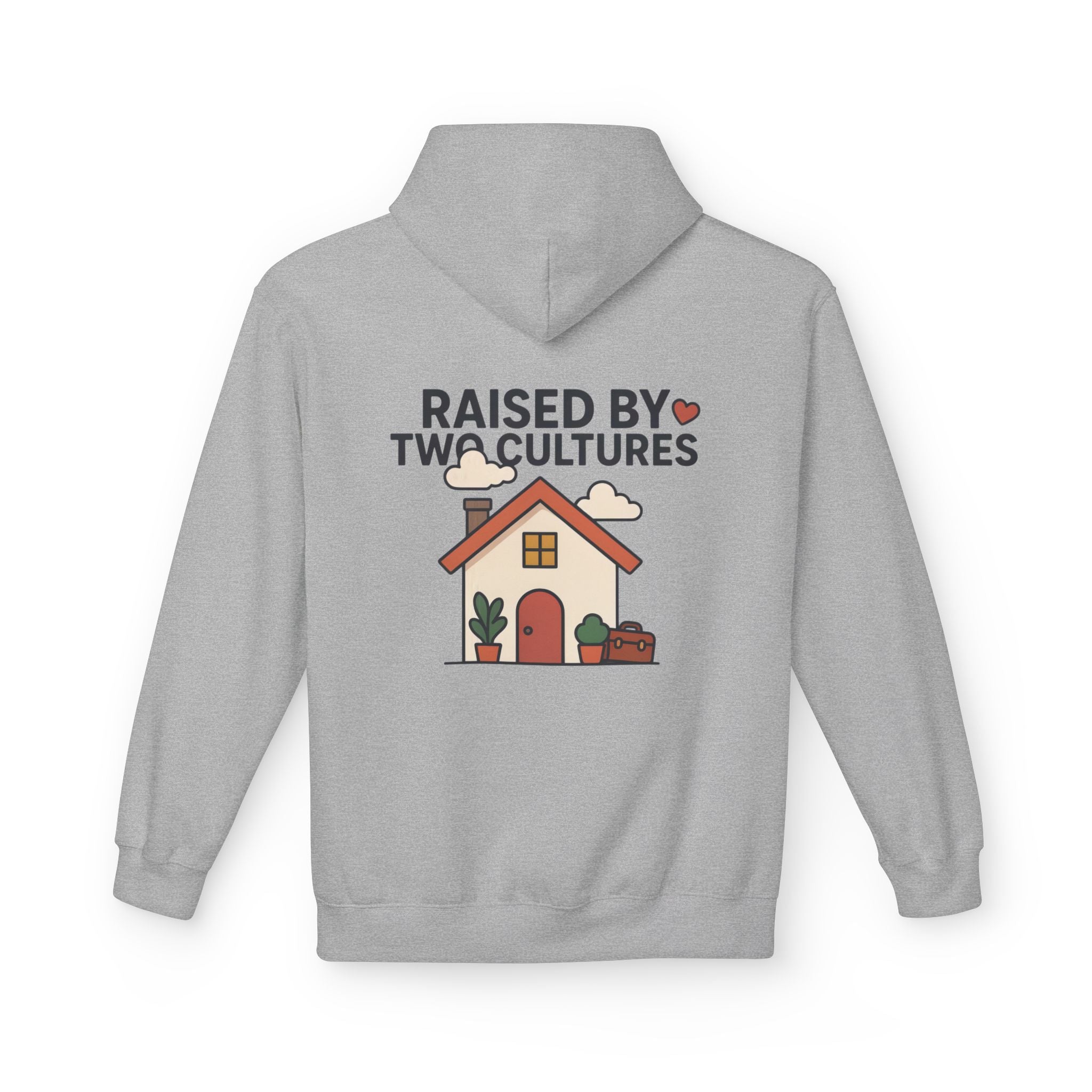 Raised by Two Cultures Hoodie — Multicultural Home Graphic Pullover
