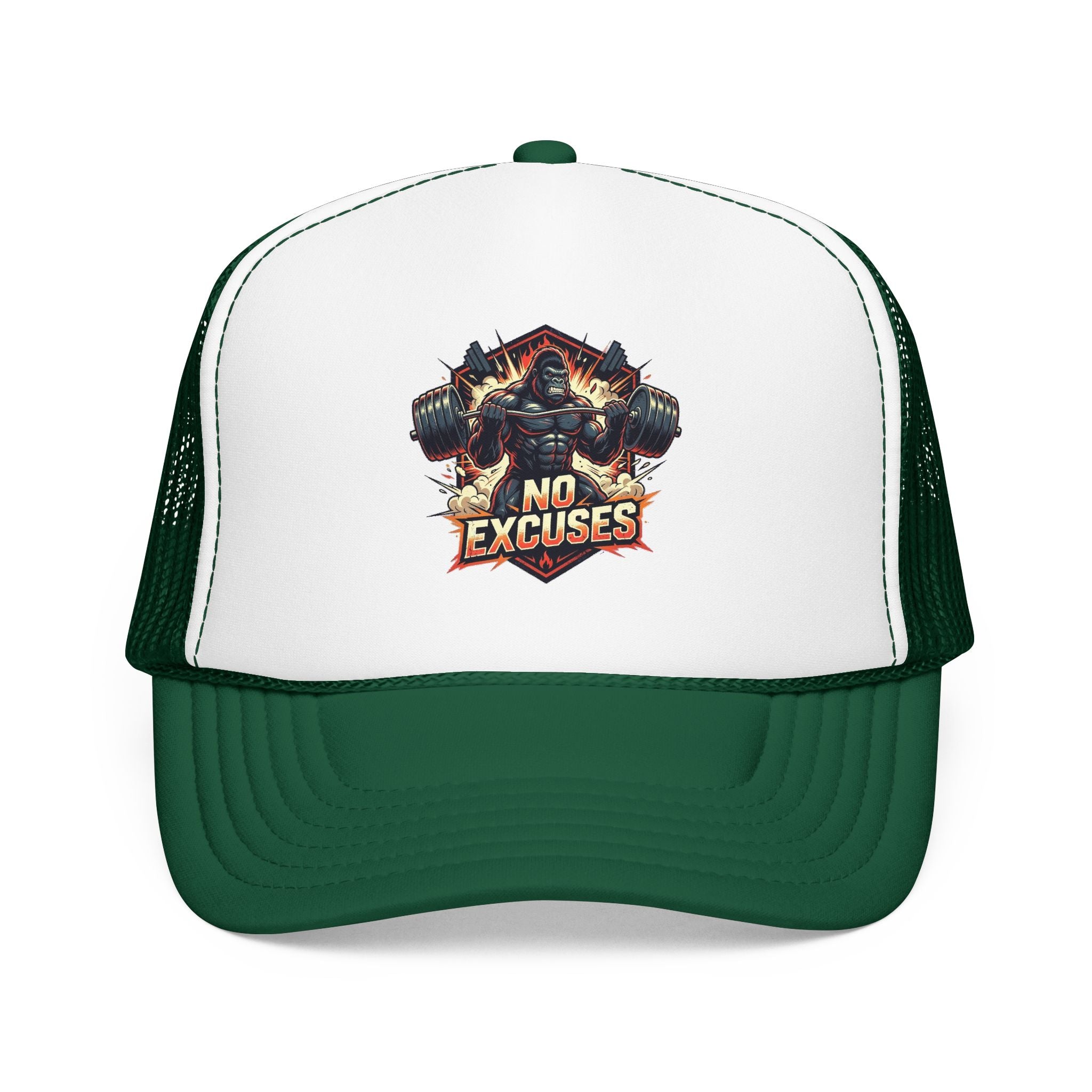 Trucker Hat — 'No Excuses' Gym Skull Design | Noorve | Hats