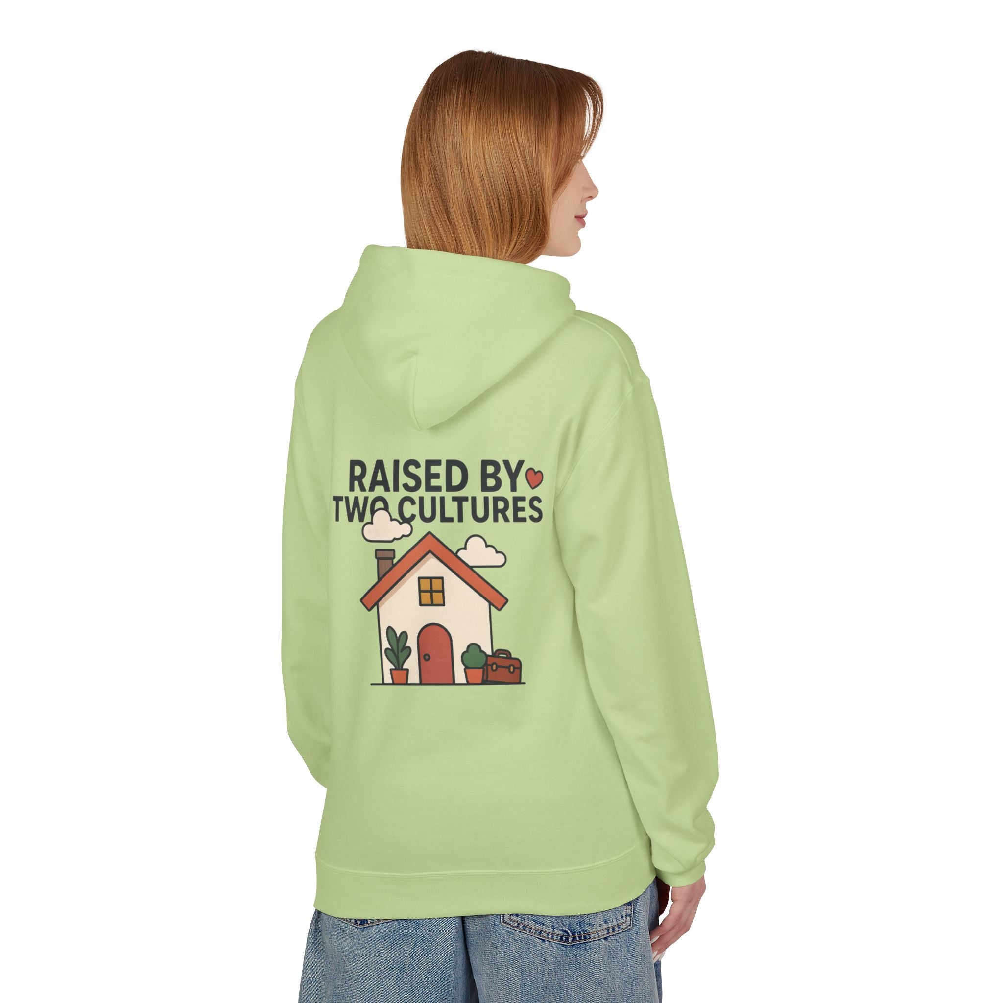 Raised by Two Cultures Hoodie — Multicultural Home Graphic Pullover