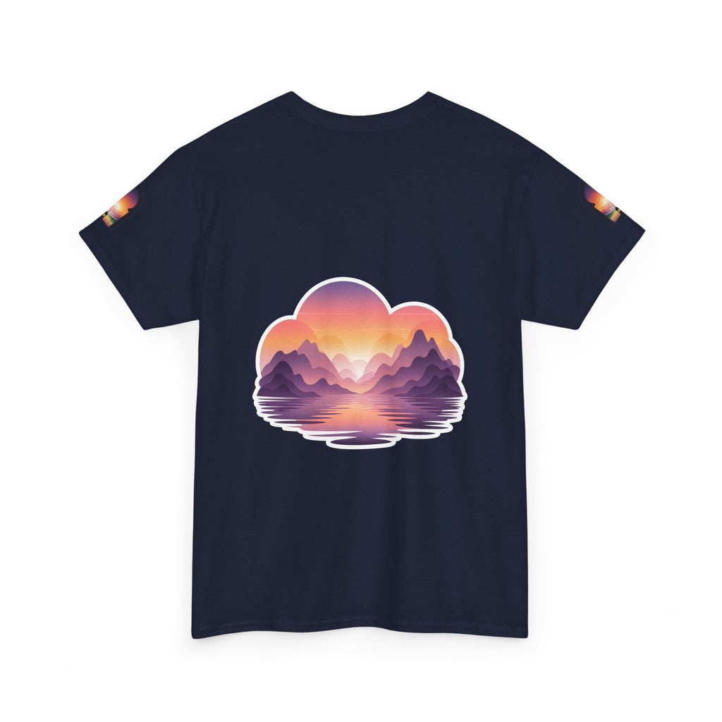 Sunset Mountain Landscape Tee - Retro Nature Graphic T-Shirt