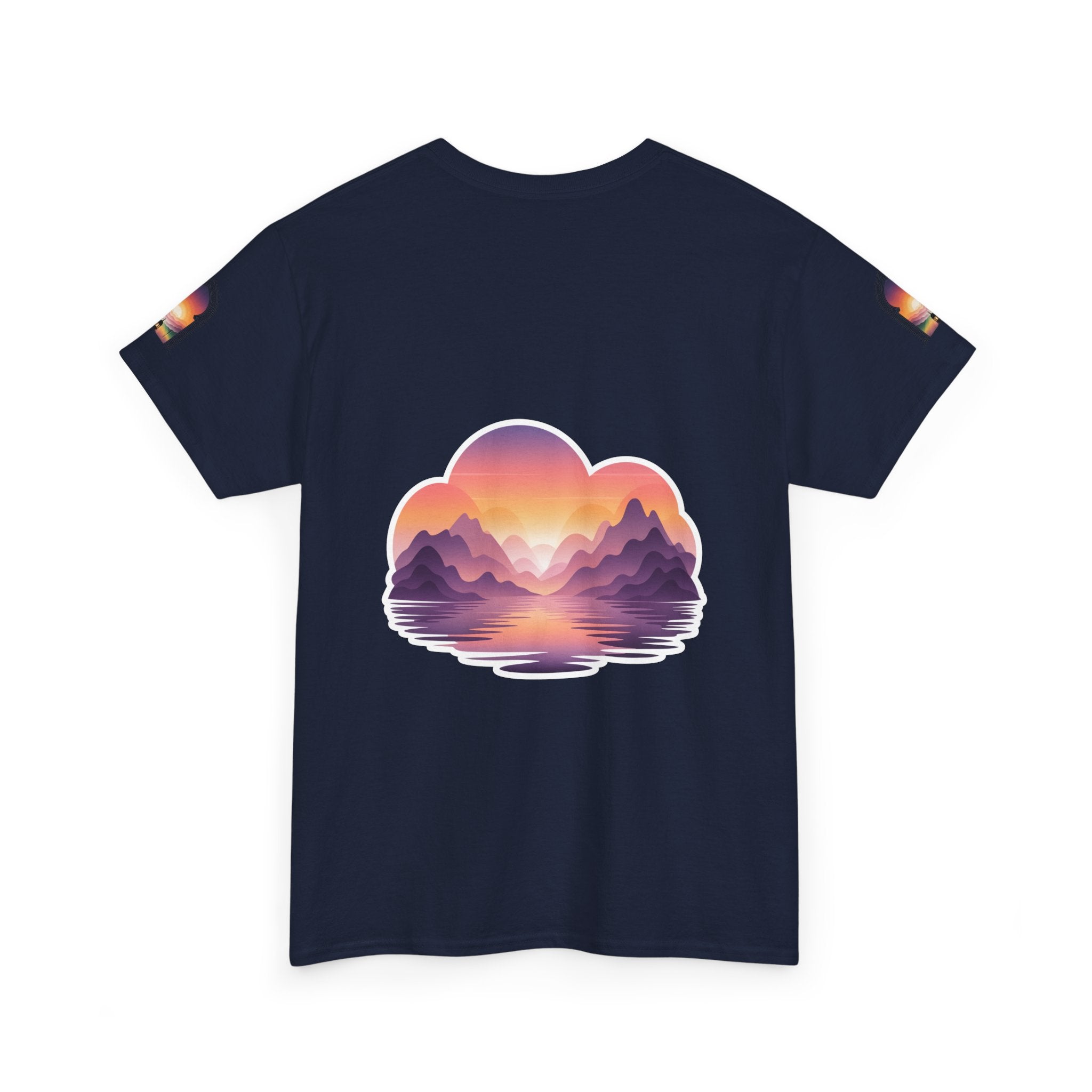 Sunset Mountain Landscape Tee - Retro Nature Graphic T-Shirt