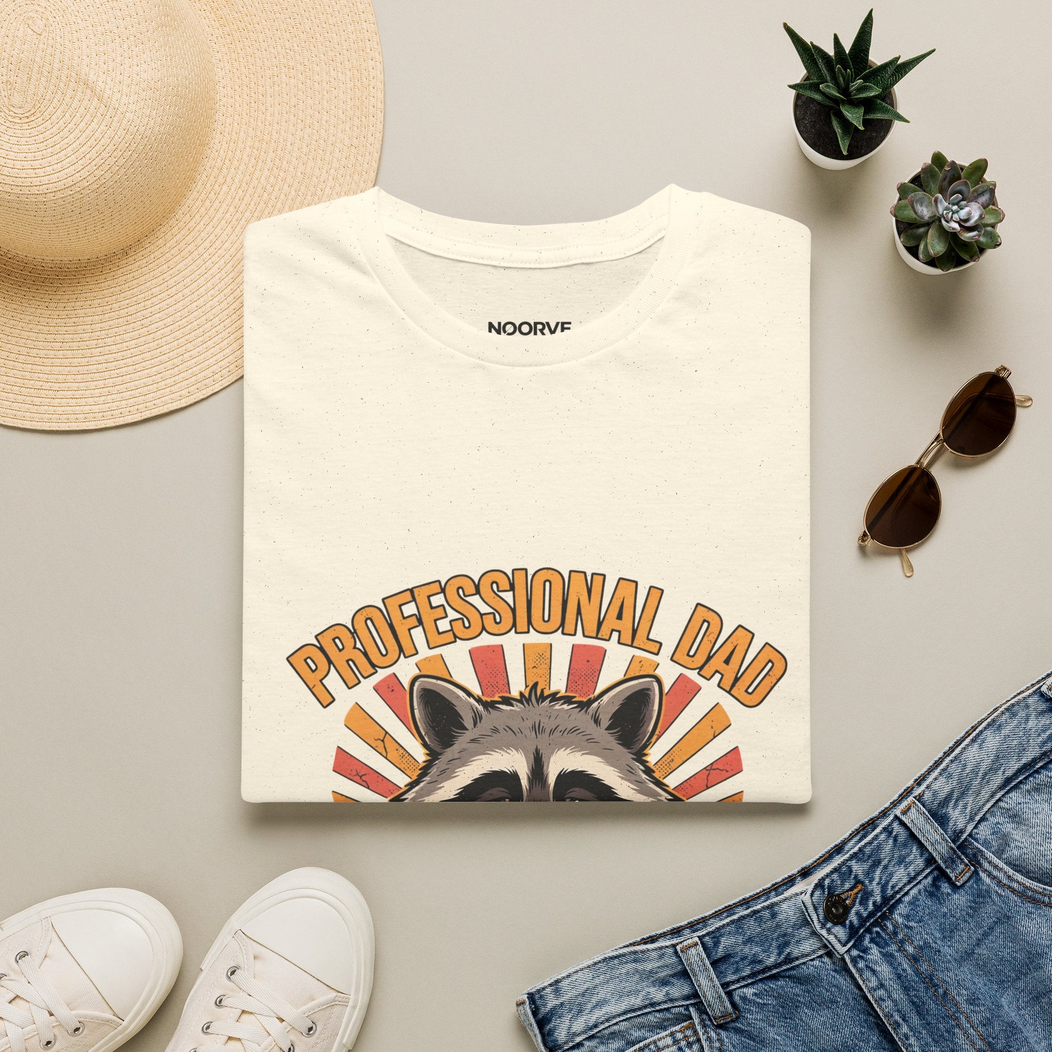Dad T-Shirt – Professional Dad, Amateur Sleeper Cute Raccoon Father's Day Tee | Noorve | T-Shirt