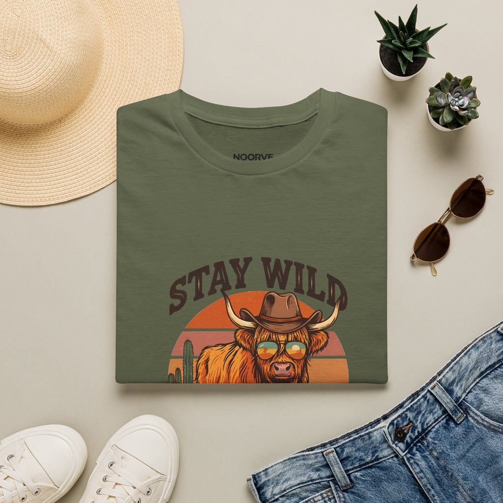 Stay Wild Longhorn T-Shirt — Retro Western Cow Skull Graphic Tee | Noorve | T-Shirt