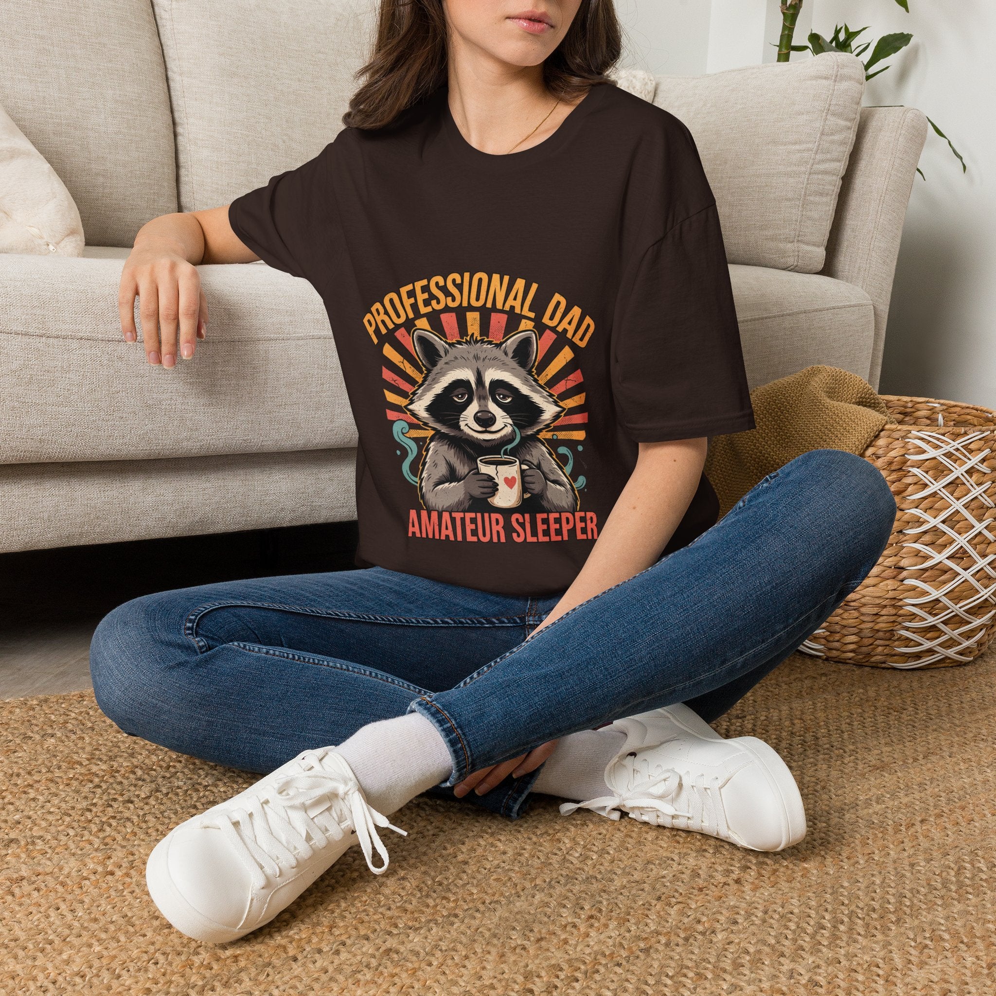 Dad T-Shirt – “Professional Dad, Amateur Sleeper” Cute Raccoon Father’s Day Tee