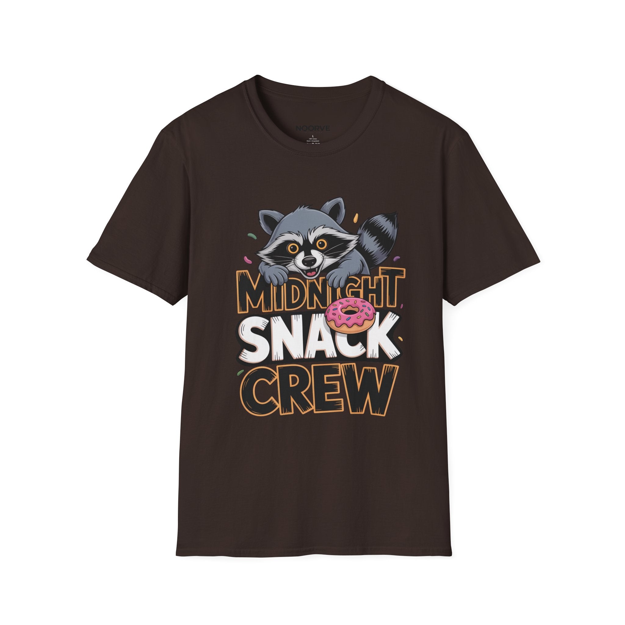 Midnight Snack Crew T-Shirt — Cute Raccoon Donut Tee