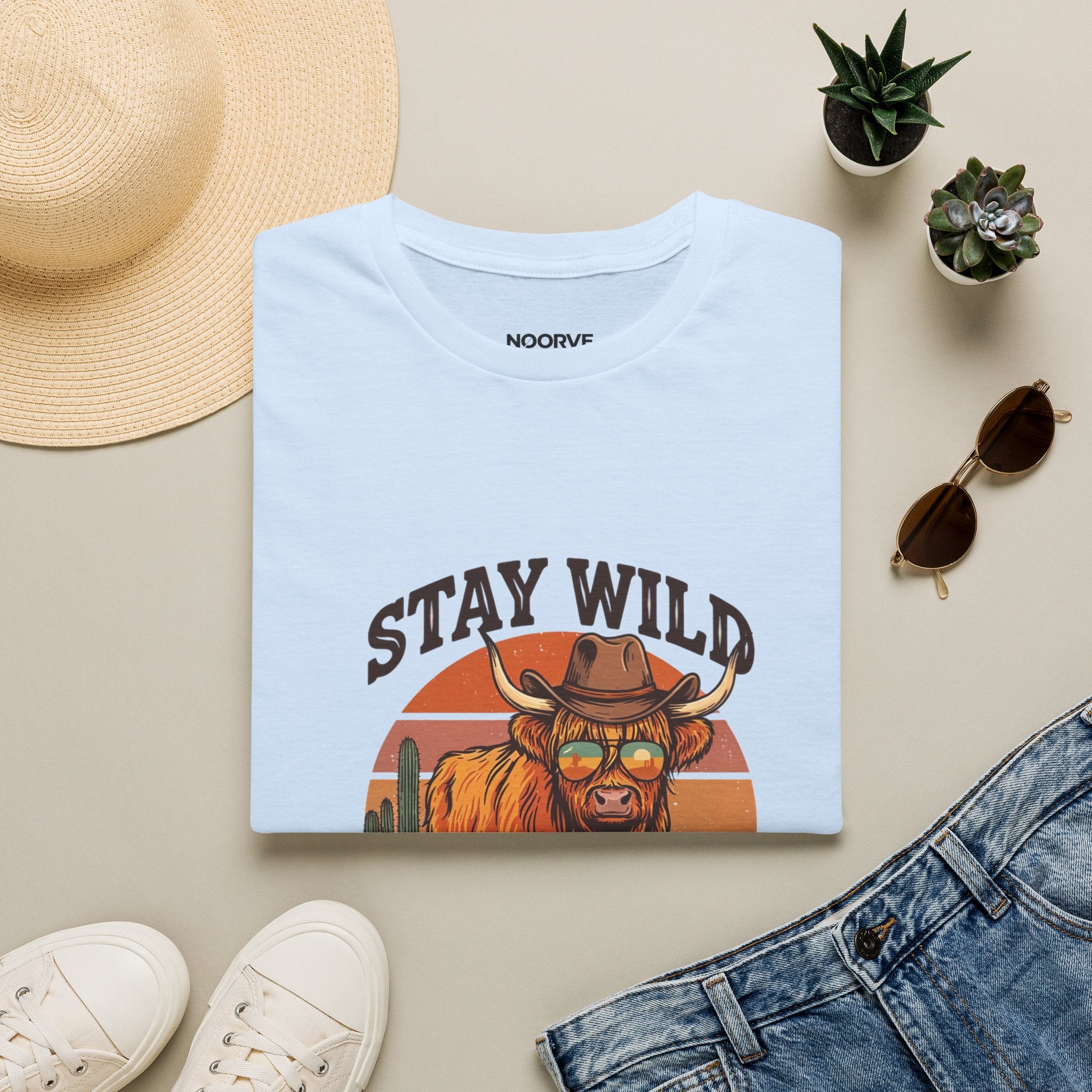 Stay Wild Longhorn T-Shirt — Retro Western Cow Skull Graphic Tee | Noorve | T-Shirt