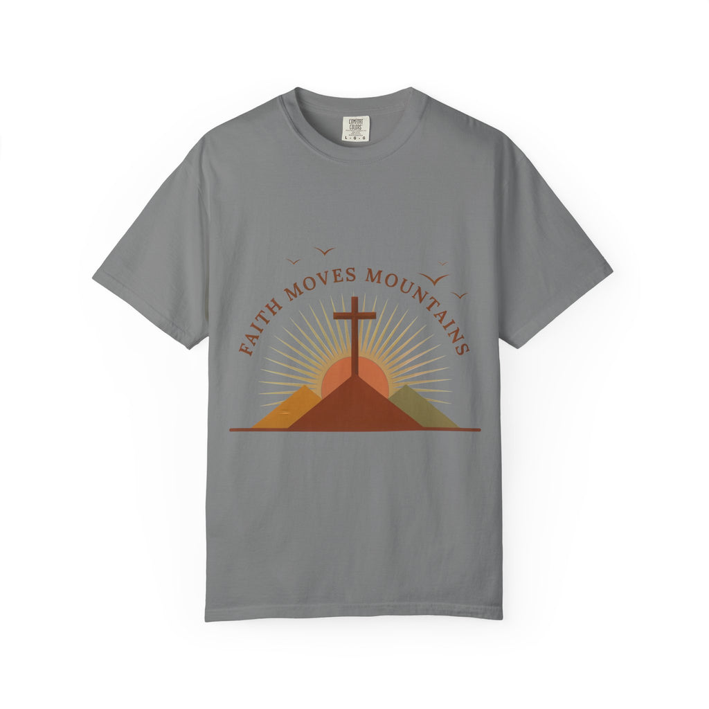 Faith Moves Mountains T-Shirt — Christian Cross Mountain Graphic Tee