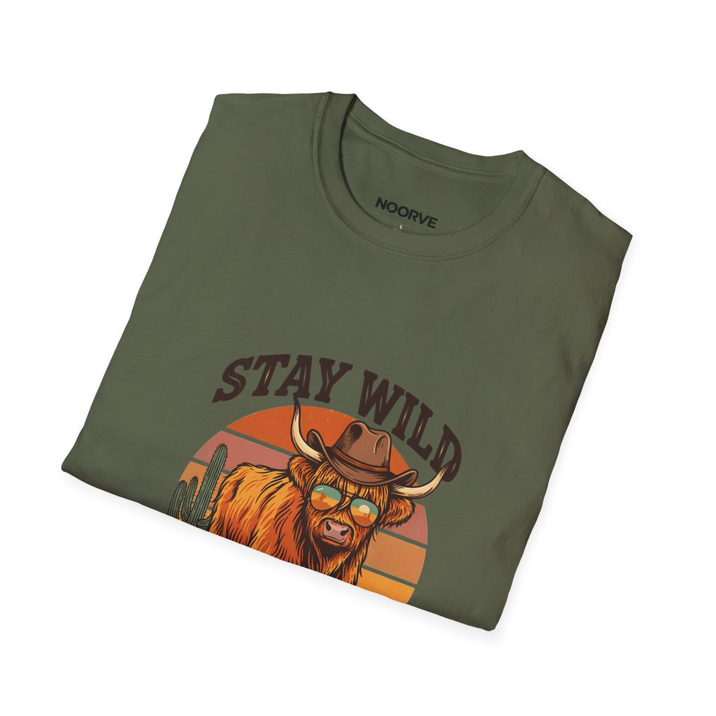 Stay Wild Longhorn T-Shirt — Retro Western Cow Skull Graphic Tee