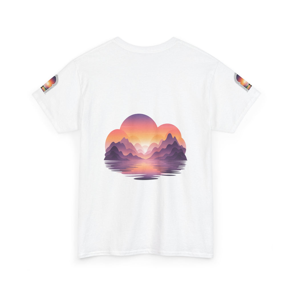Sunset Mountain Landscape Tee - Retro Nature Graphic T-Shirt