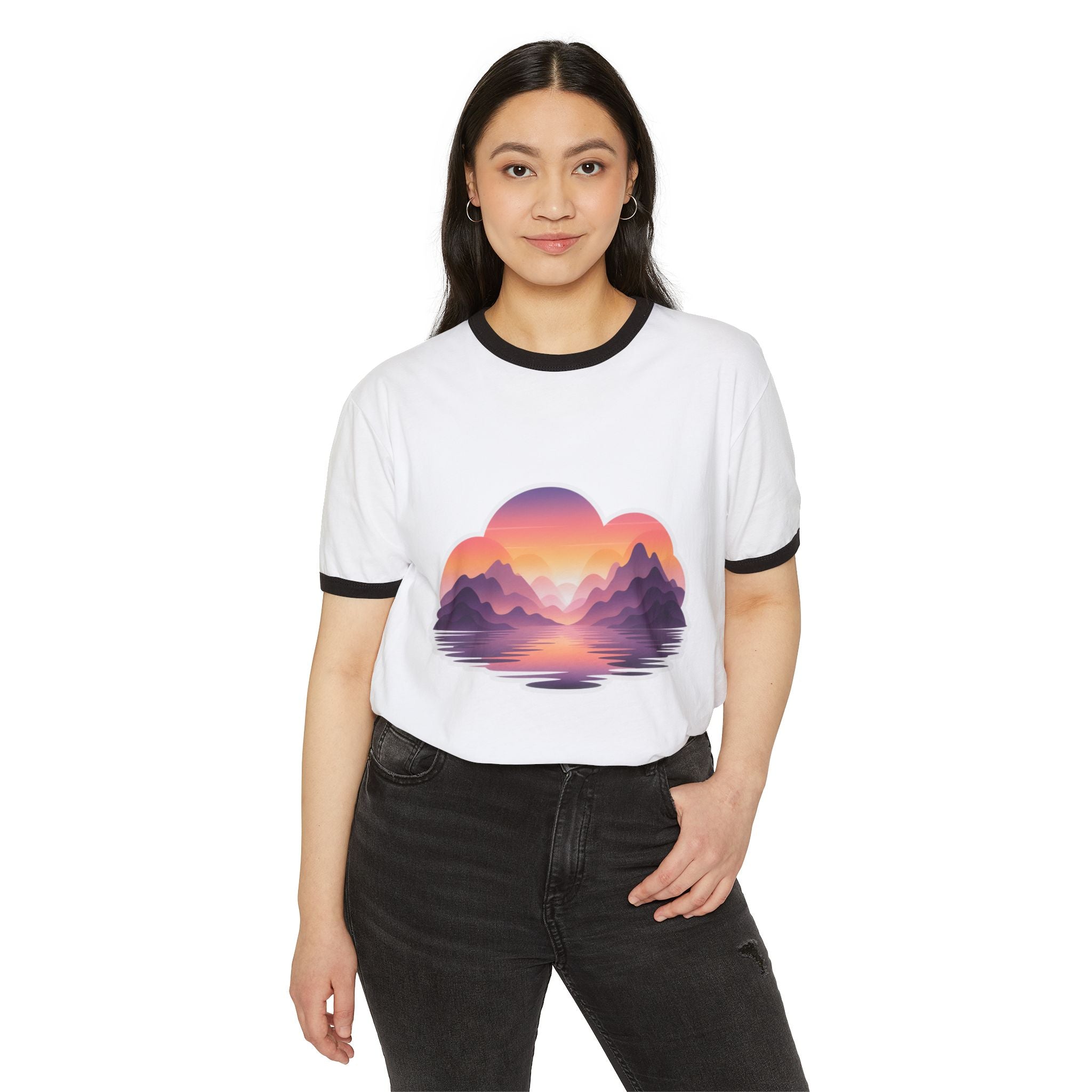 Ringer T-Shirt — 'My Accent Is The Proof' Sunset Mountain Graphic | Noorve | T-Shirt