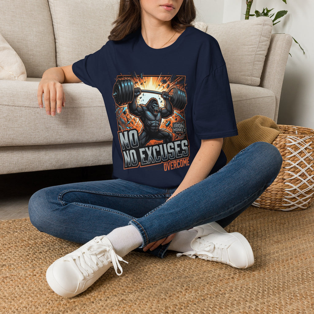 Motivational Weightlifting T-Shirt — 'No Excuses' Gorilla Gym Tee