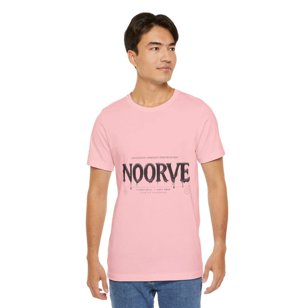 Noorve Drip Logo T-Shirt — Graphic White Tee with Gothic Dripping Text