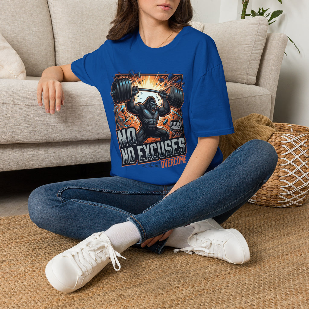 Motivational Weightlifting T-Shirt — 'No Excuses' Gorilla Gym Tee