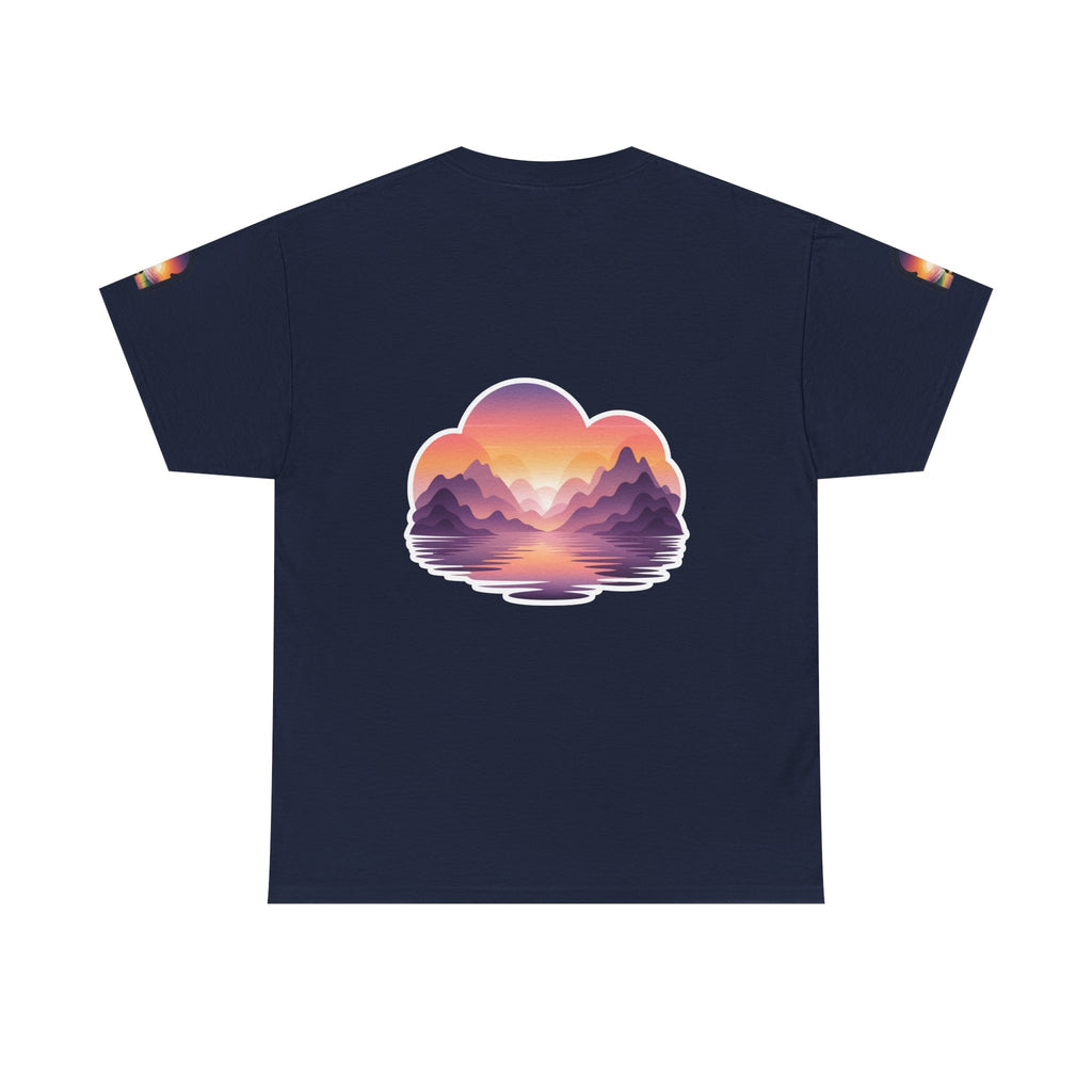 Sunset Mountain Landscape Tee - Retro Nature Graphic T-Shirt