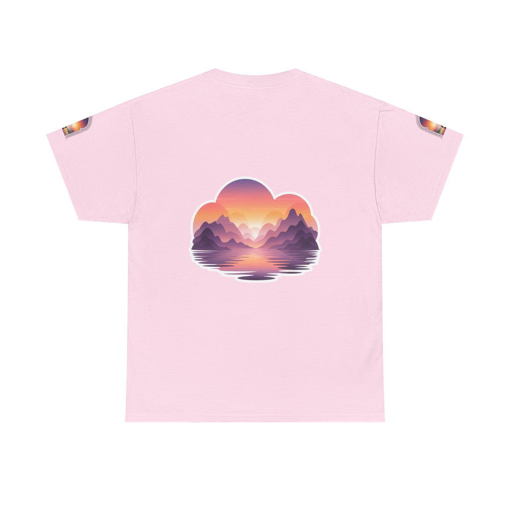 Sunset Mountain Landscape Tee - Retro Nature Graphic T-Shirt