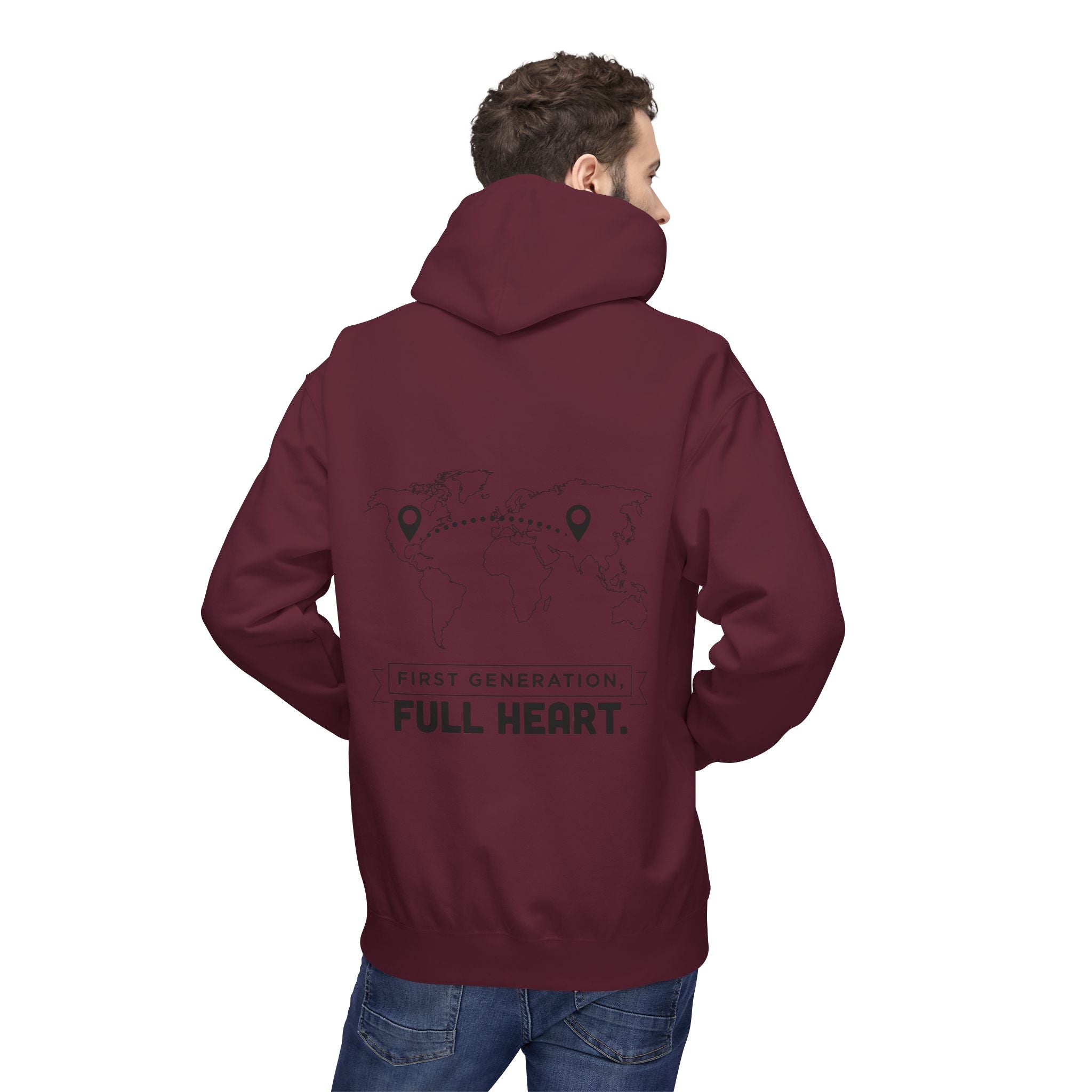 NoCrve 'First Generation, Full Heart' Hoodie — Inspirational Travel Map Pullover