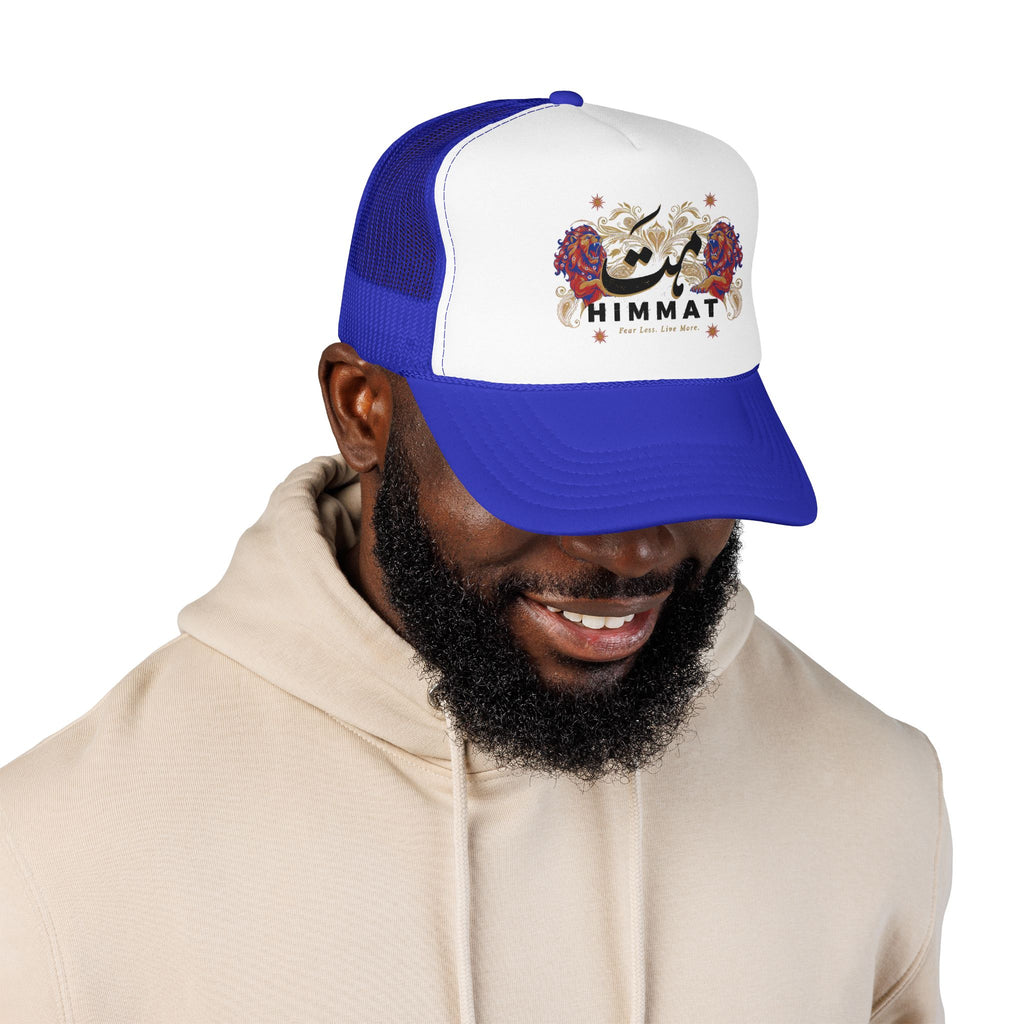 Trucker Hat — Vintage Floral Rose Skull Design (Live Loud, Live More)