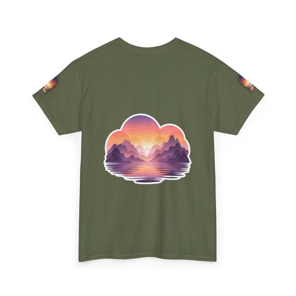 Sunset Mountain Landscape Tee - Retro Nature Graphic T-Shirt