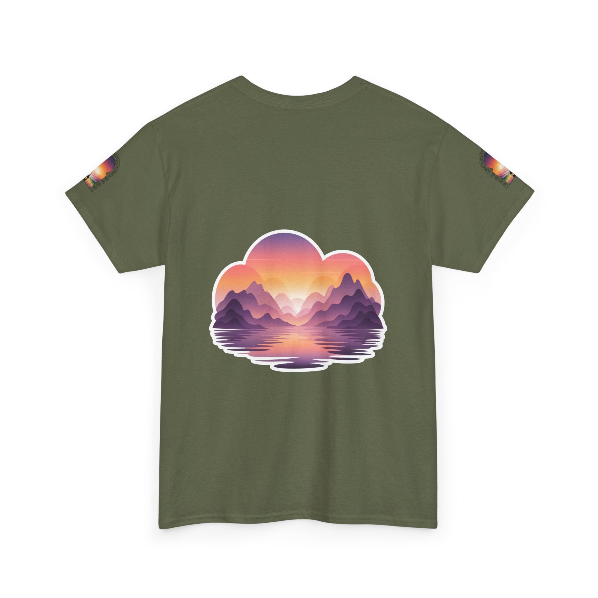 Sunset Mountain Landscape Tee - Retro Nature Graphic T-Shirt