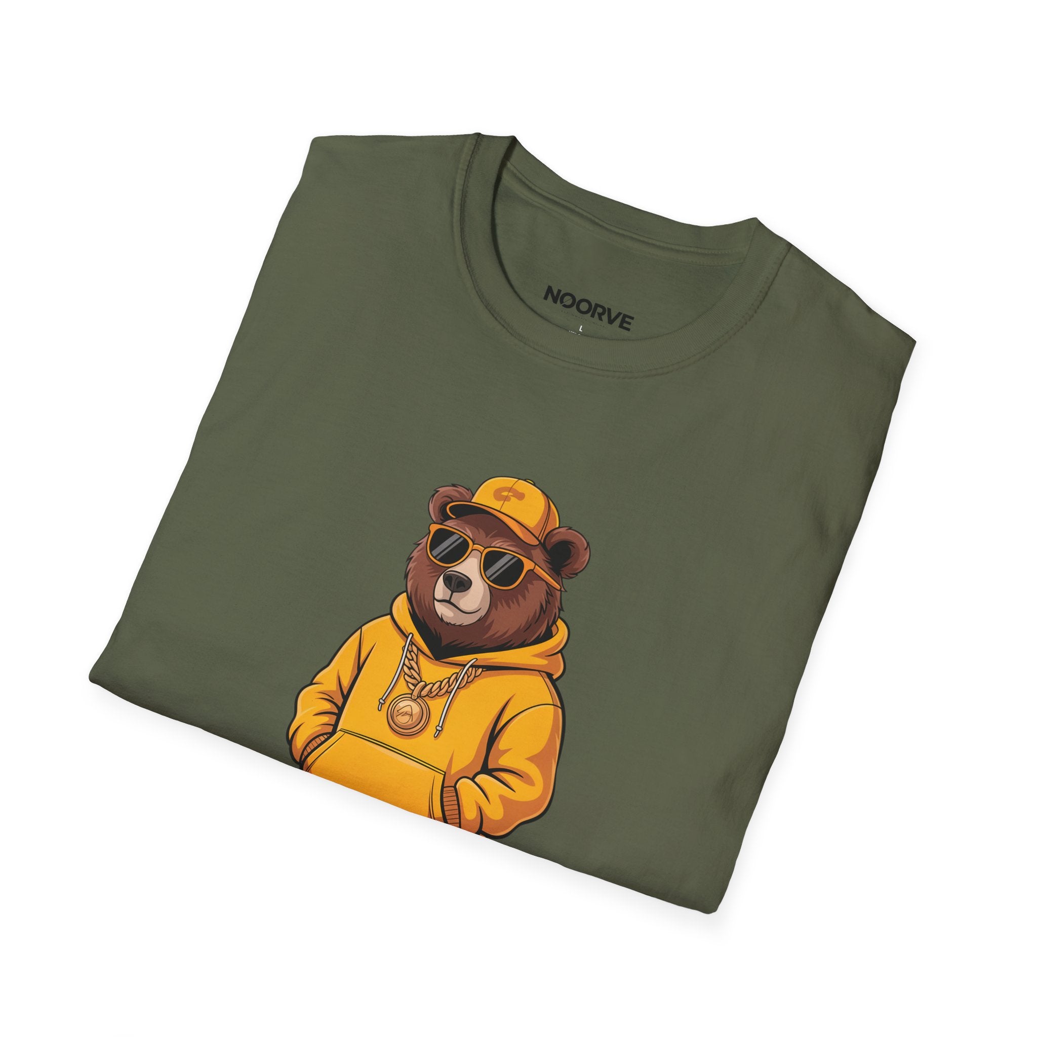 Bear Graphic T-Shirt — Cool Hip-Hop Bear in Yellow Hoodie