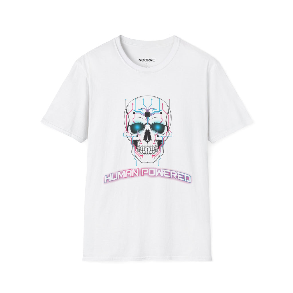Cyber Skull T-Shirt — 'Human Powered' Retro Futuristic Graphic Tee | Noorve | T-Shirt